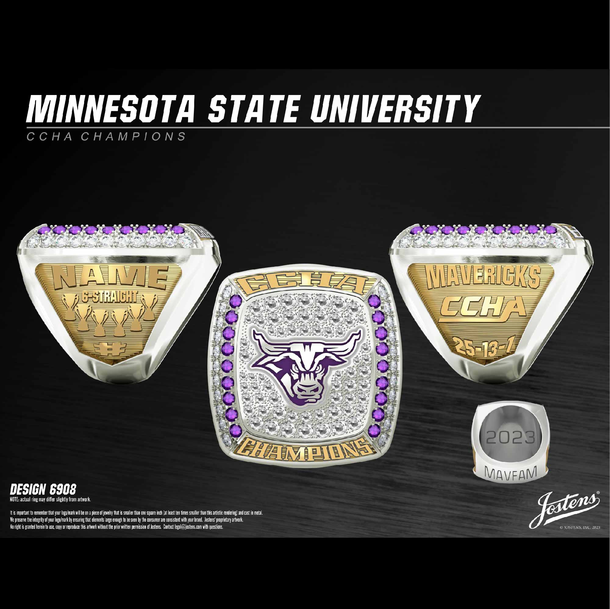 Minnesota State University Mankato Men's Hockey 2023 CCHA Championship Ring