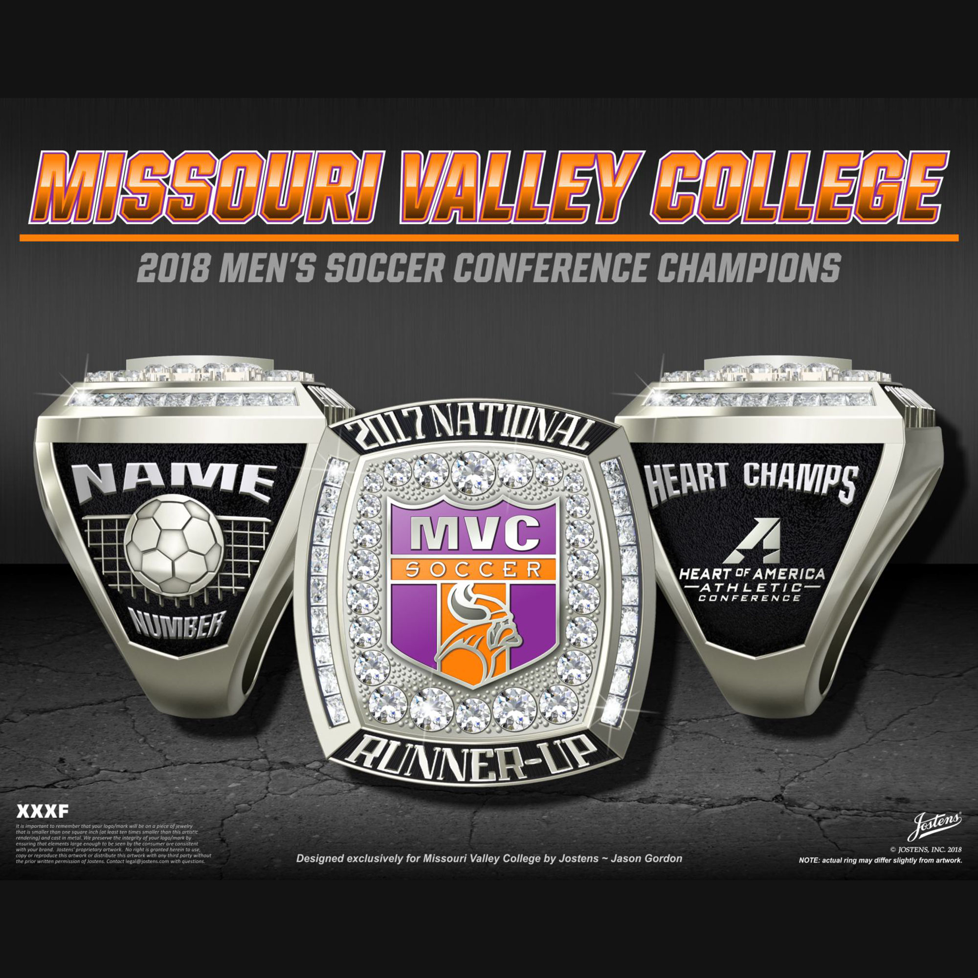 Missouri Valley College Men's Soccer 2017 National Runner-Up Championship Ring