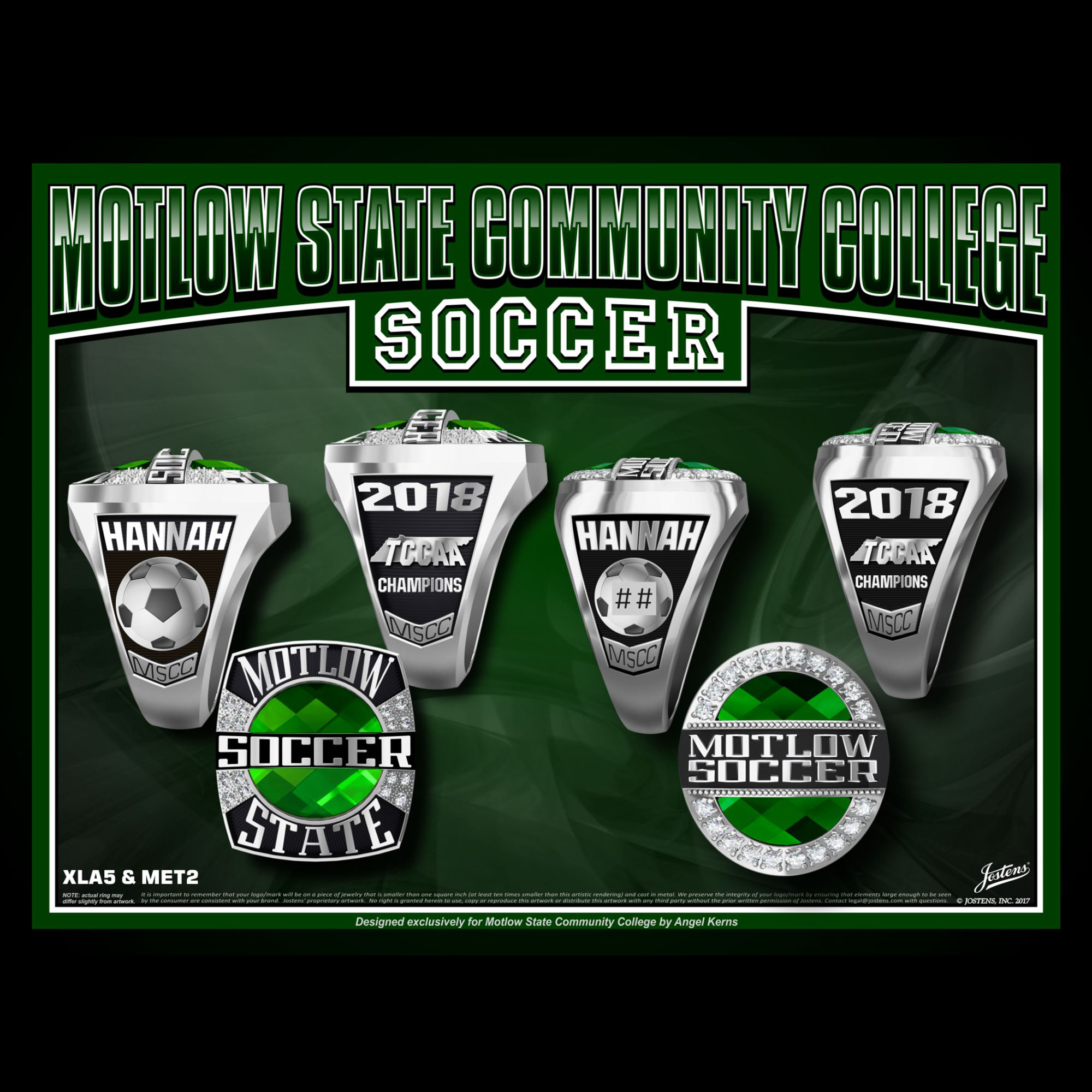 Motlow State Community College Women's Soccer 2018 TCCAA Championship Ring