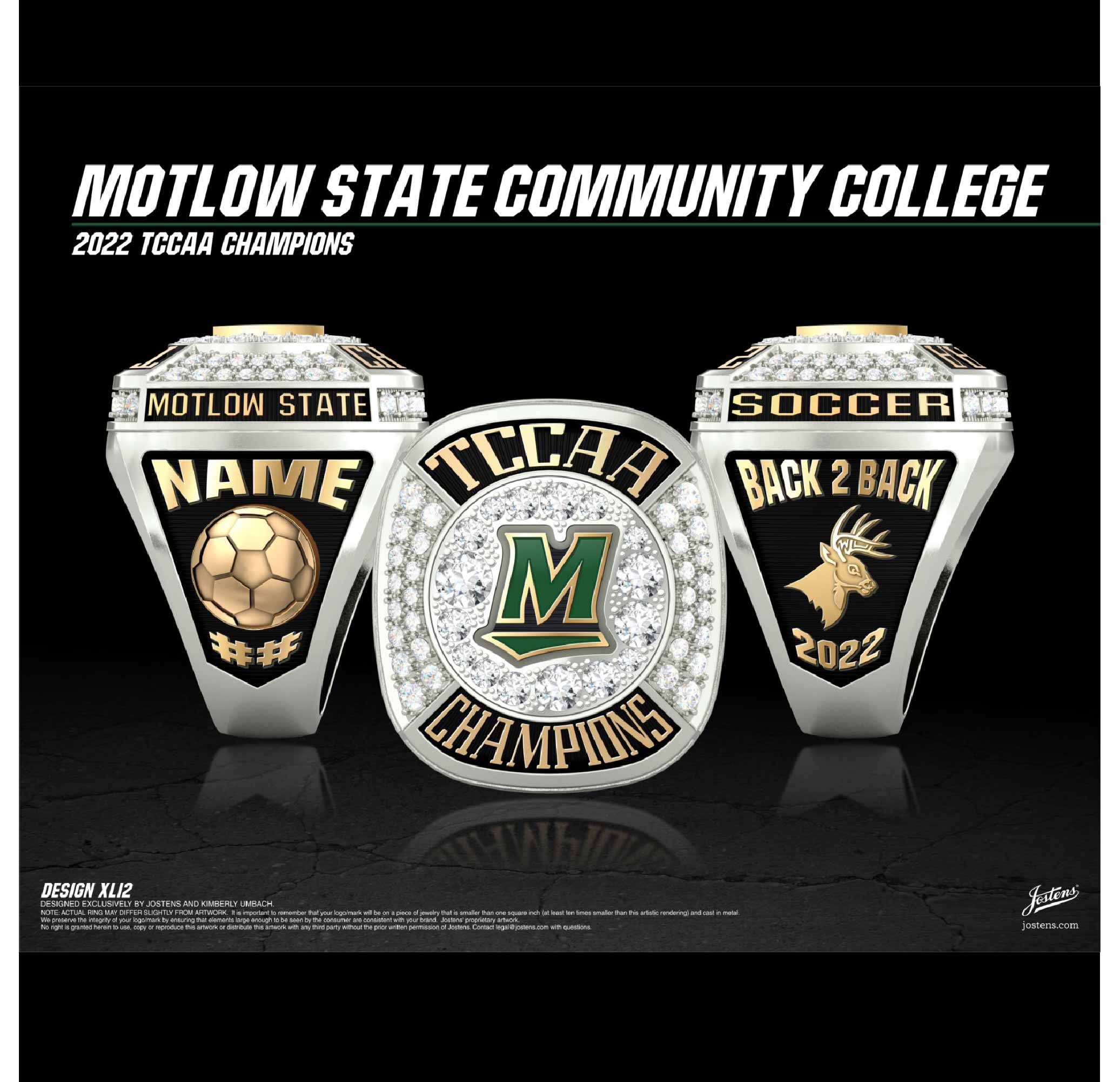 Motlow State Community College Women's Soccer 2022 TCCAA Championship Ring