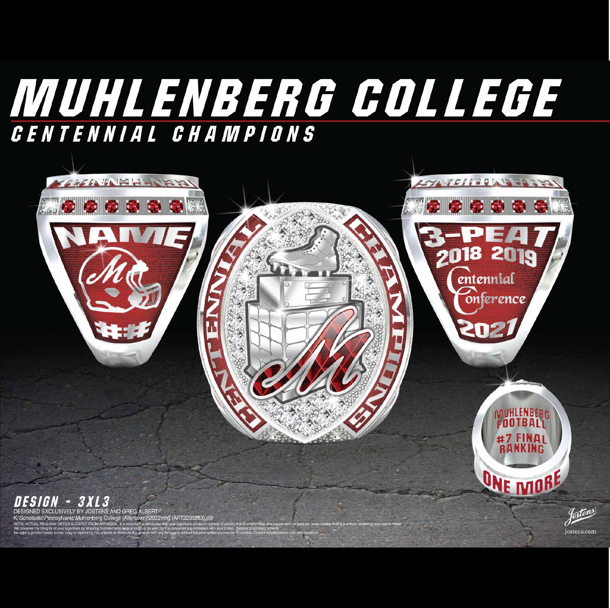 Muhlenberg College Men's Football 2021 Centennial Championship Ring