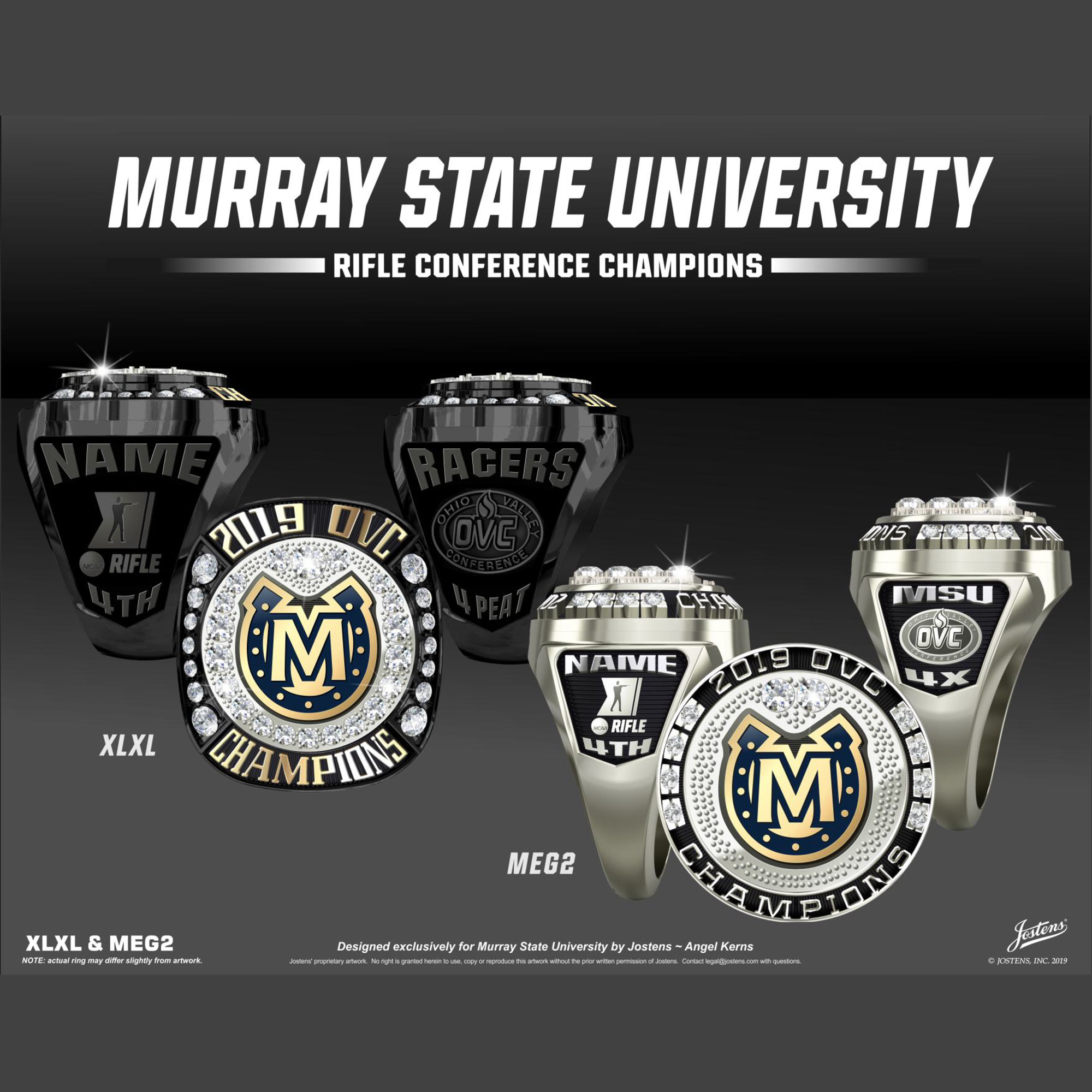 Murray State University Coed Rifle 2019 OVC Championship Ring