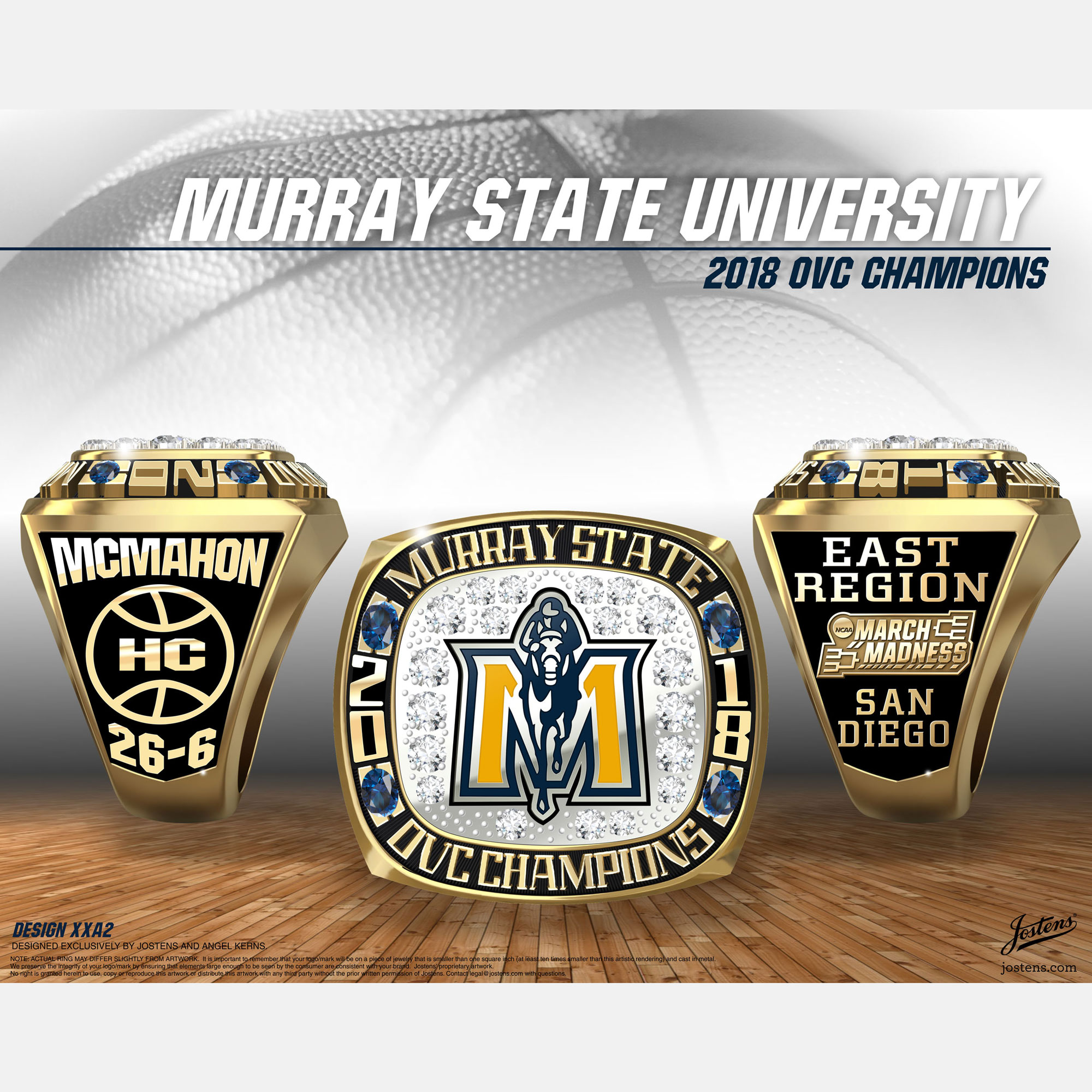 Murray State University Men's Basketball 2018 OVC Championship Ring