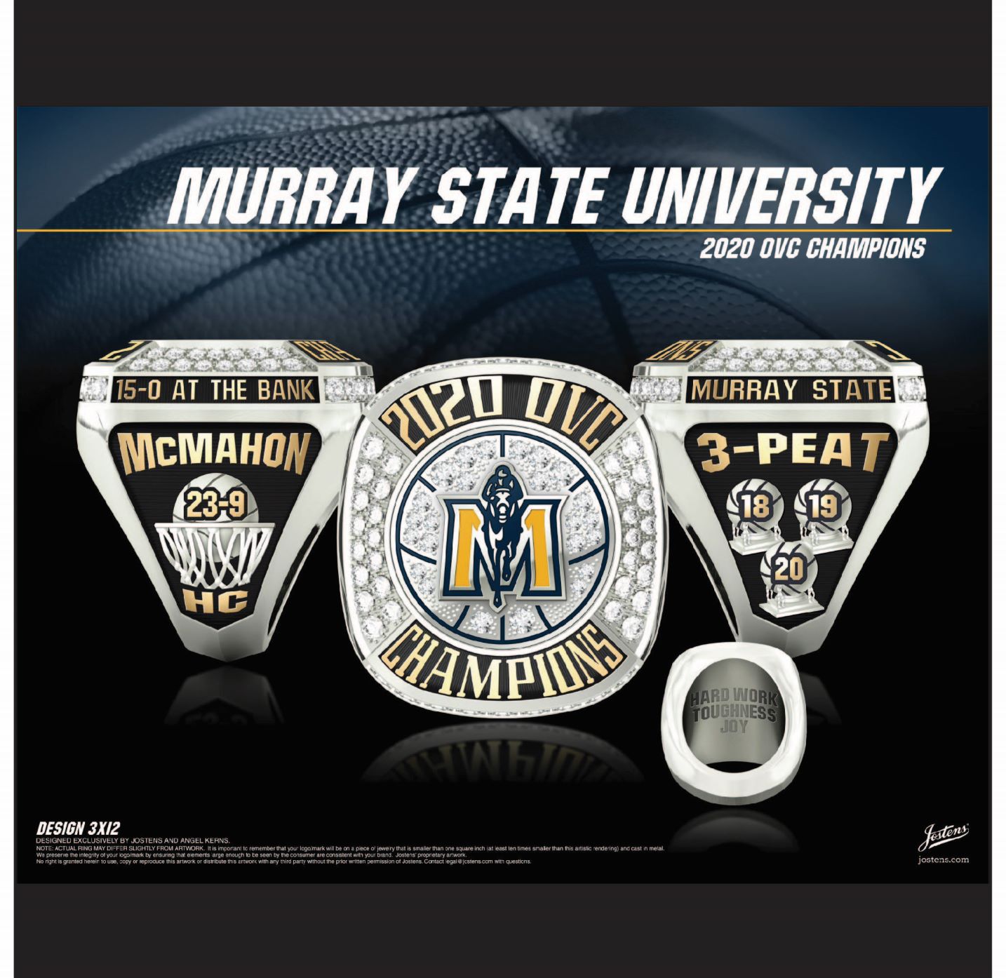 Murray State University Men's Basketball 2020 OVC Championship Ring