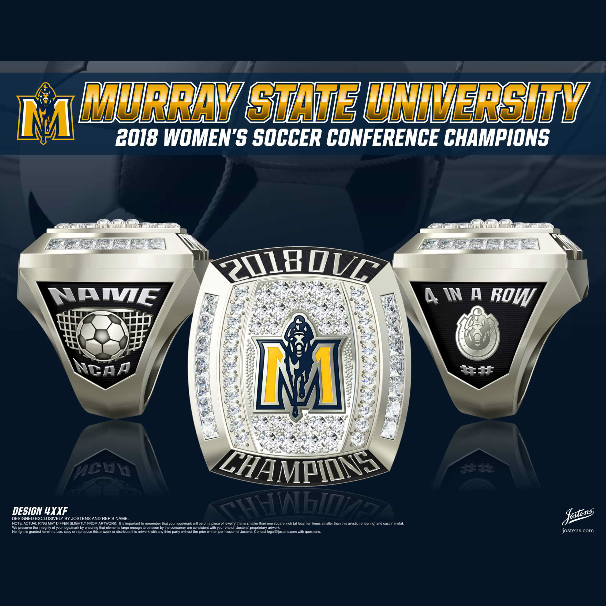 Murray State University Women's Soccer 2018 OVC Championship Ring