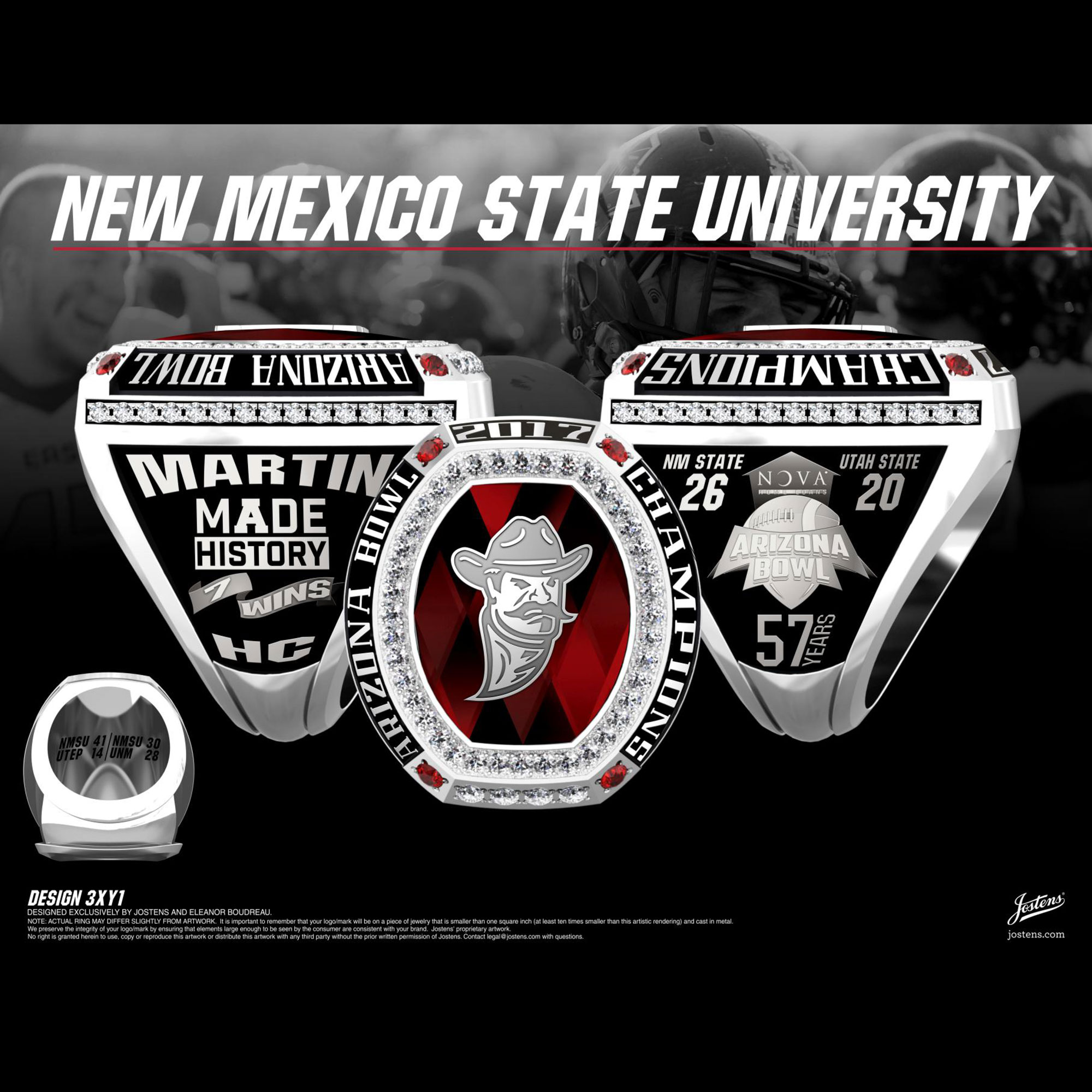 New Mexico State University Men's Football 2017 Arizona Bowl Championship Ring
