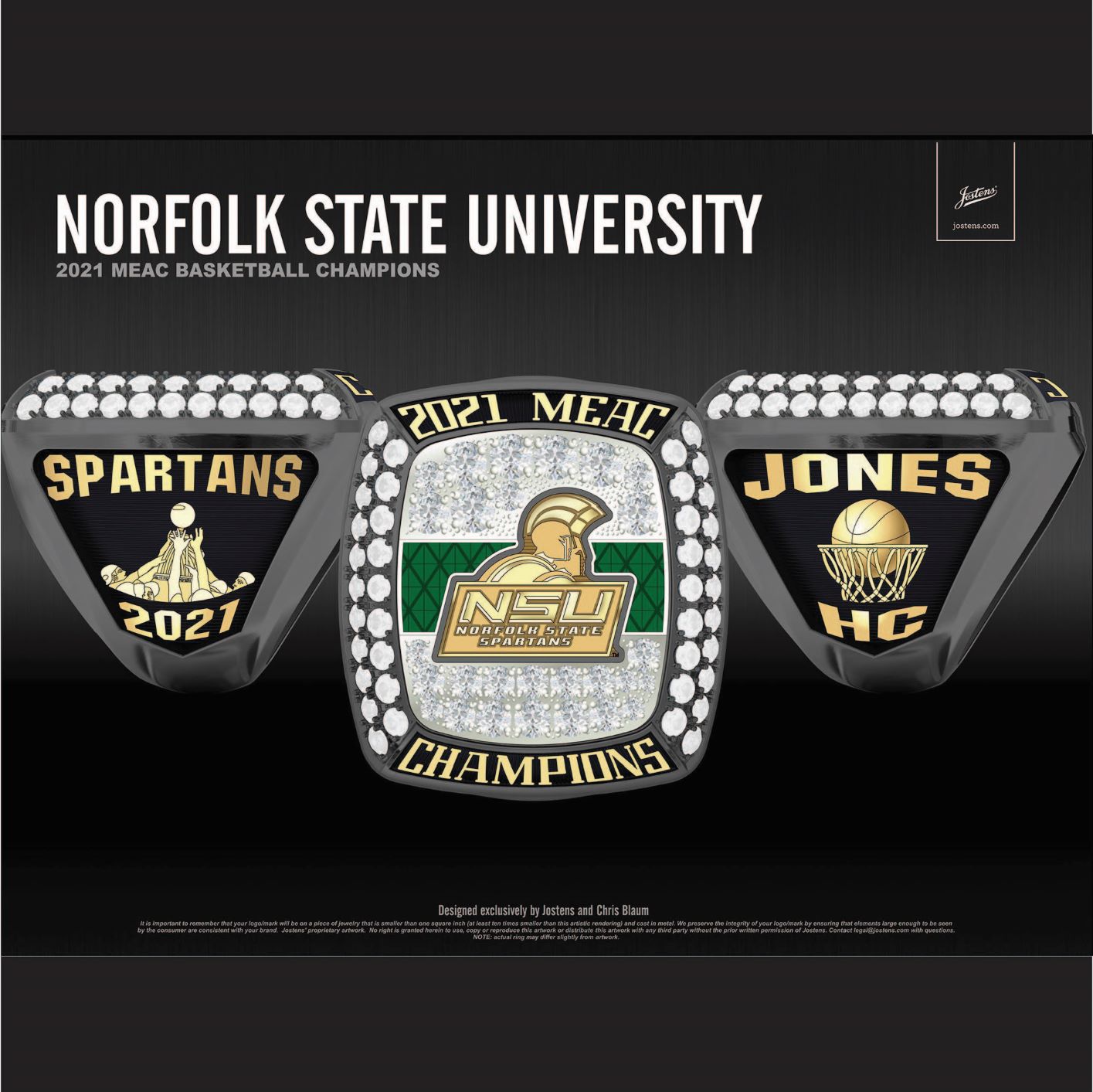 Norfolk State University Men's Basketball 2021 MEAC Championship Ring