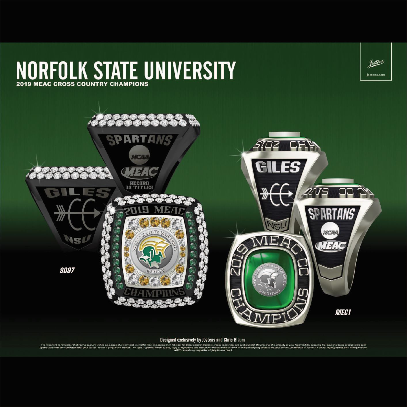 Norfolk State University Women's Cross Country 2019 MEAC Championship Ring