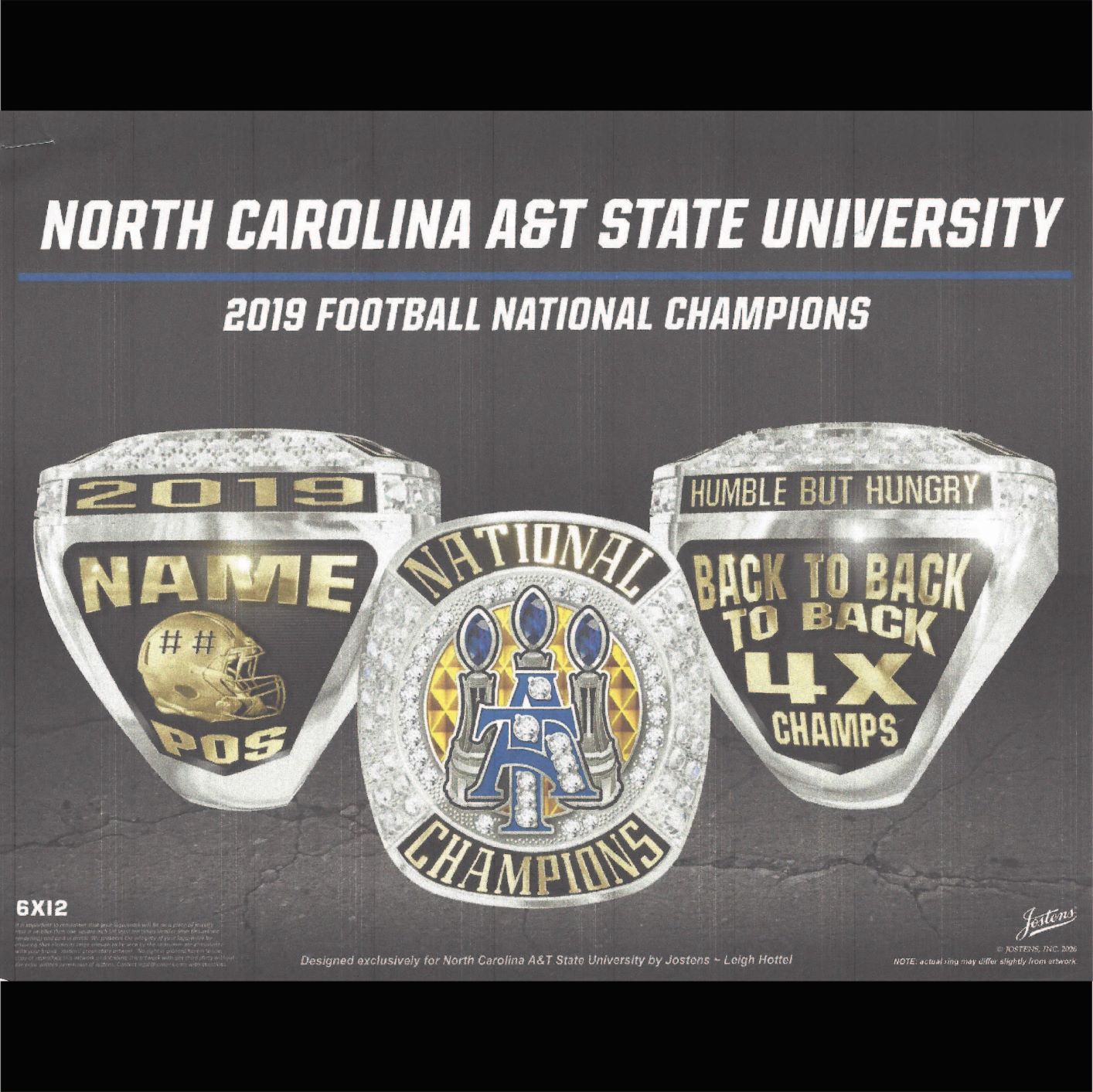 North Carolina A&T State University Men's Football 2019 National Championship Ring