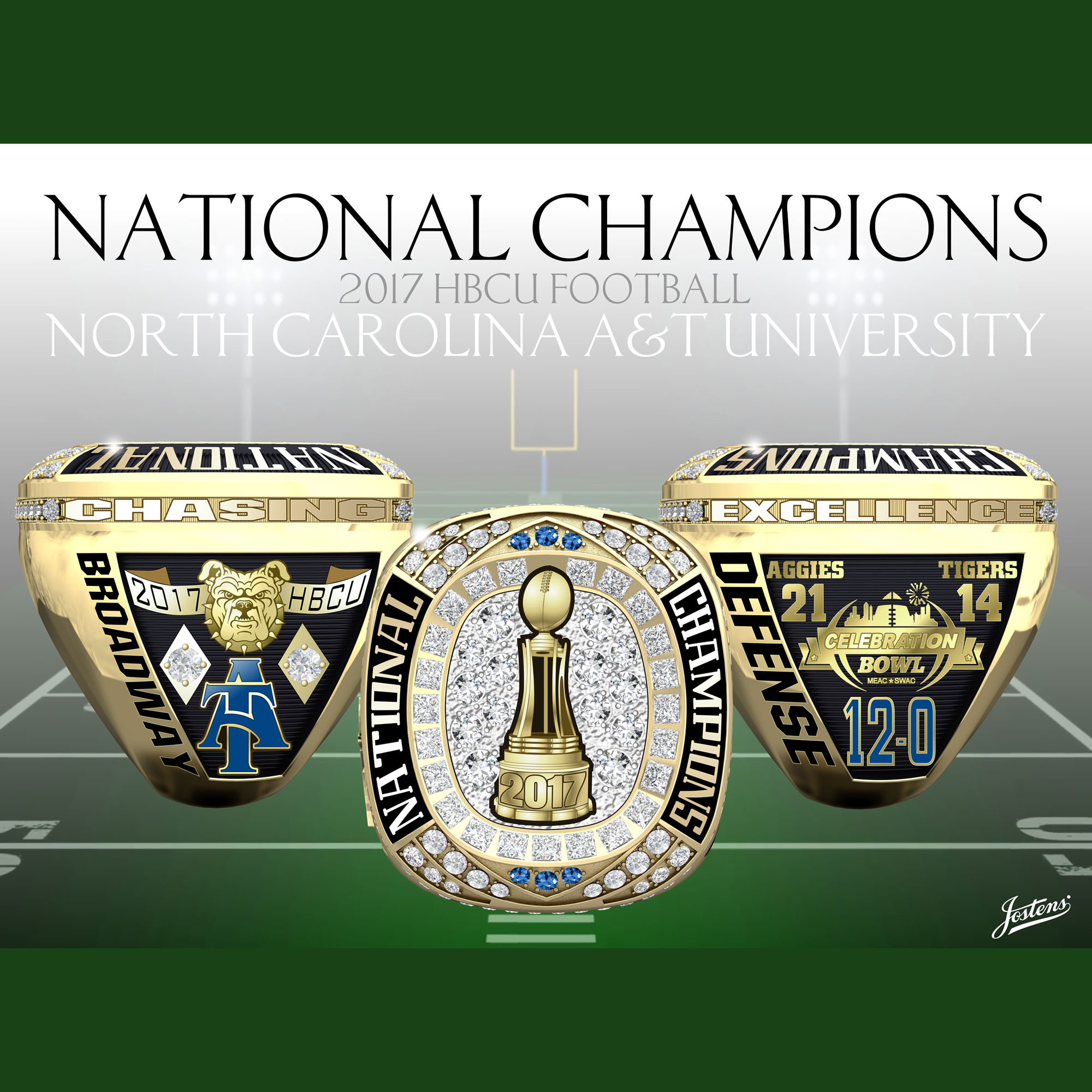 North Carolina A&T State University Men's Football 2017 HBCU National Championship Ring