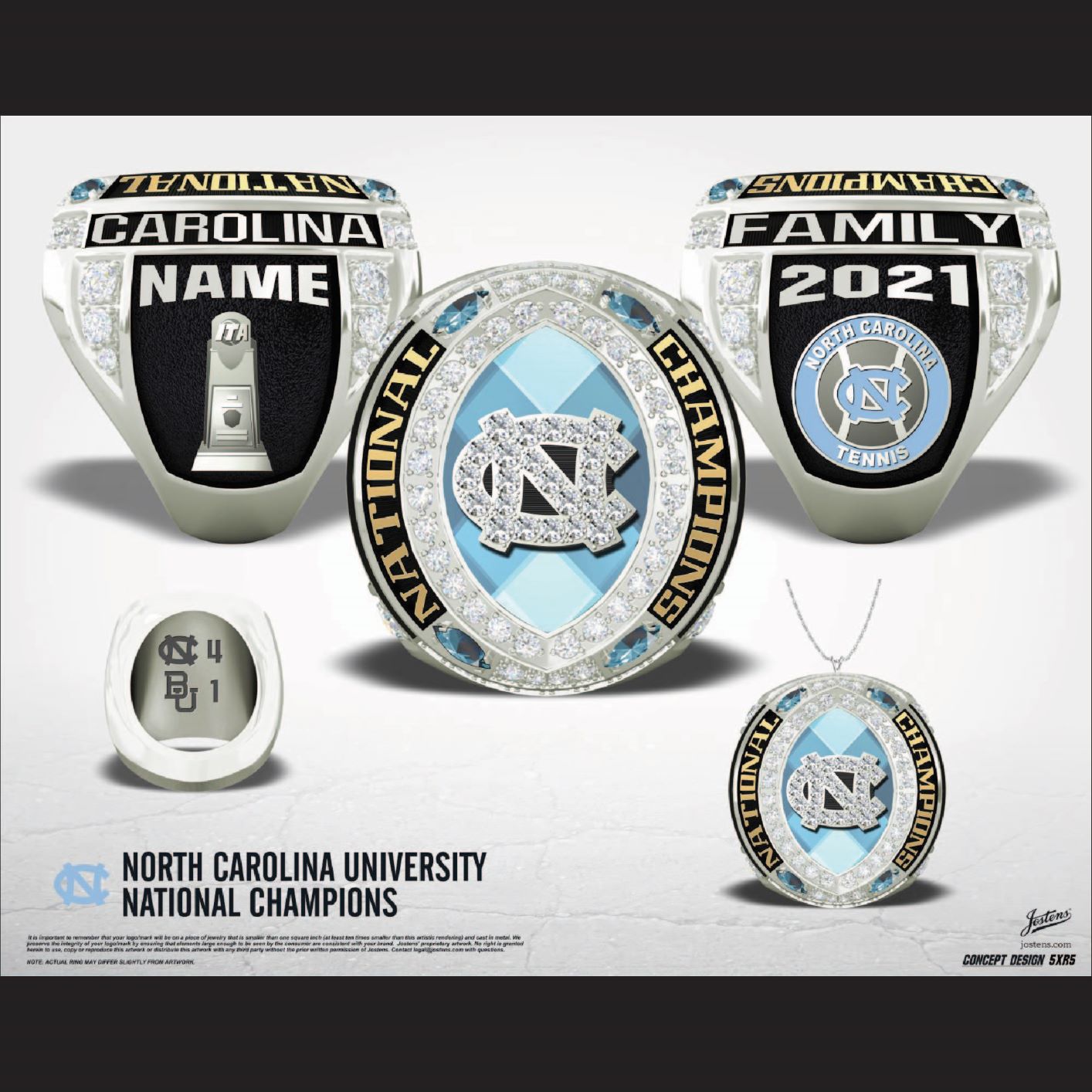 North Carolina University Men's Tennis 2021 National Championship Ring