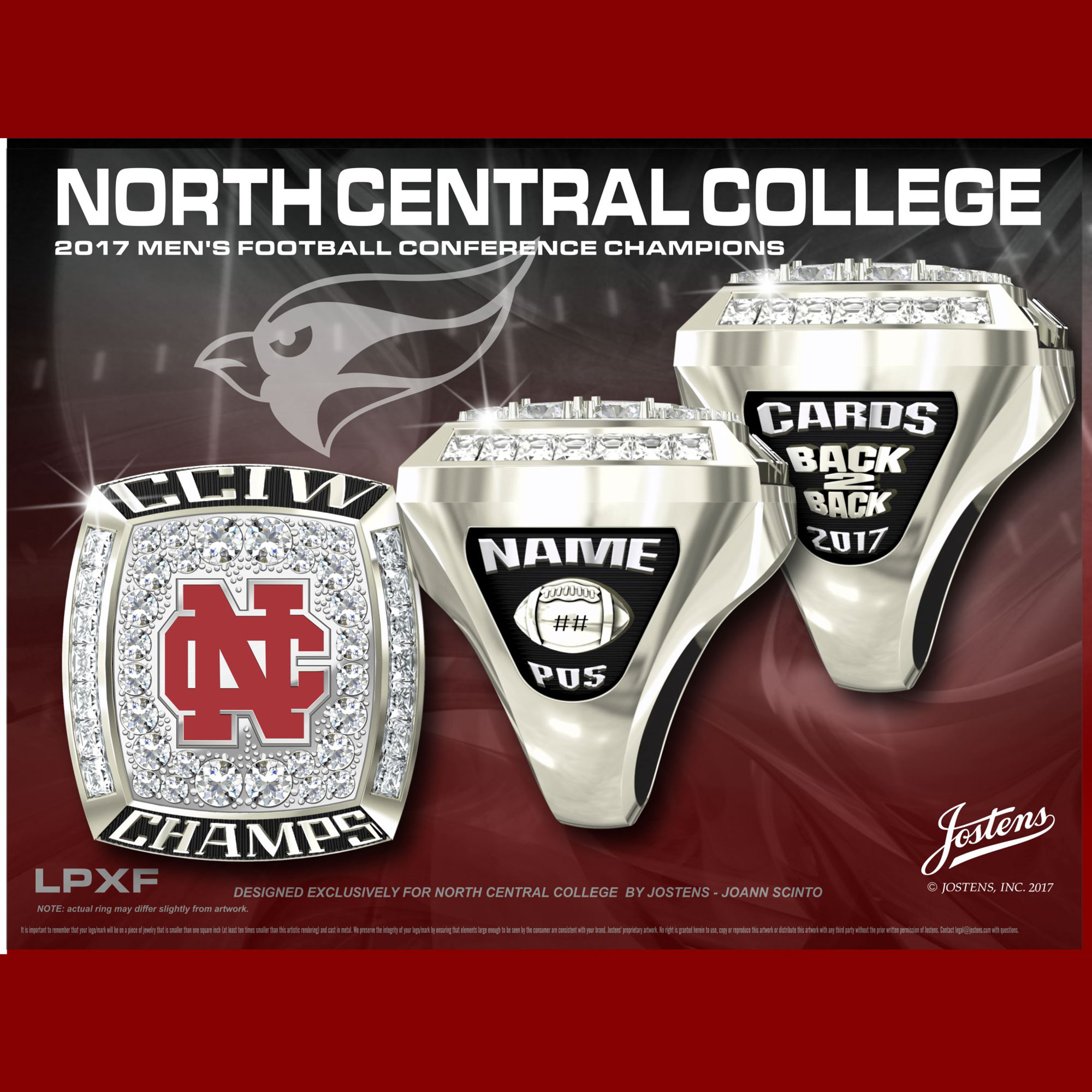 North Central College Men's Football 2017 CCIW Championship Ring