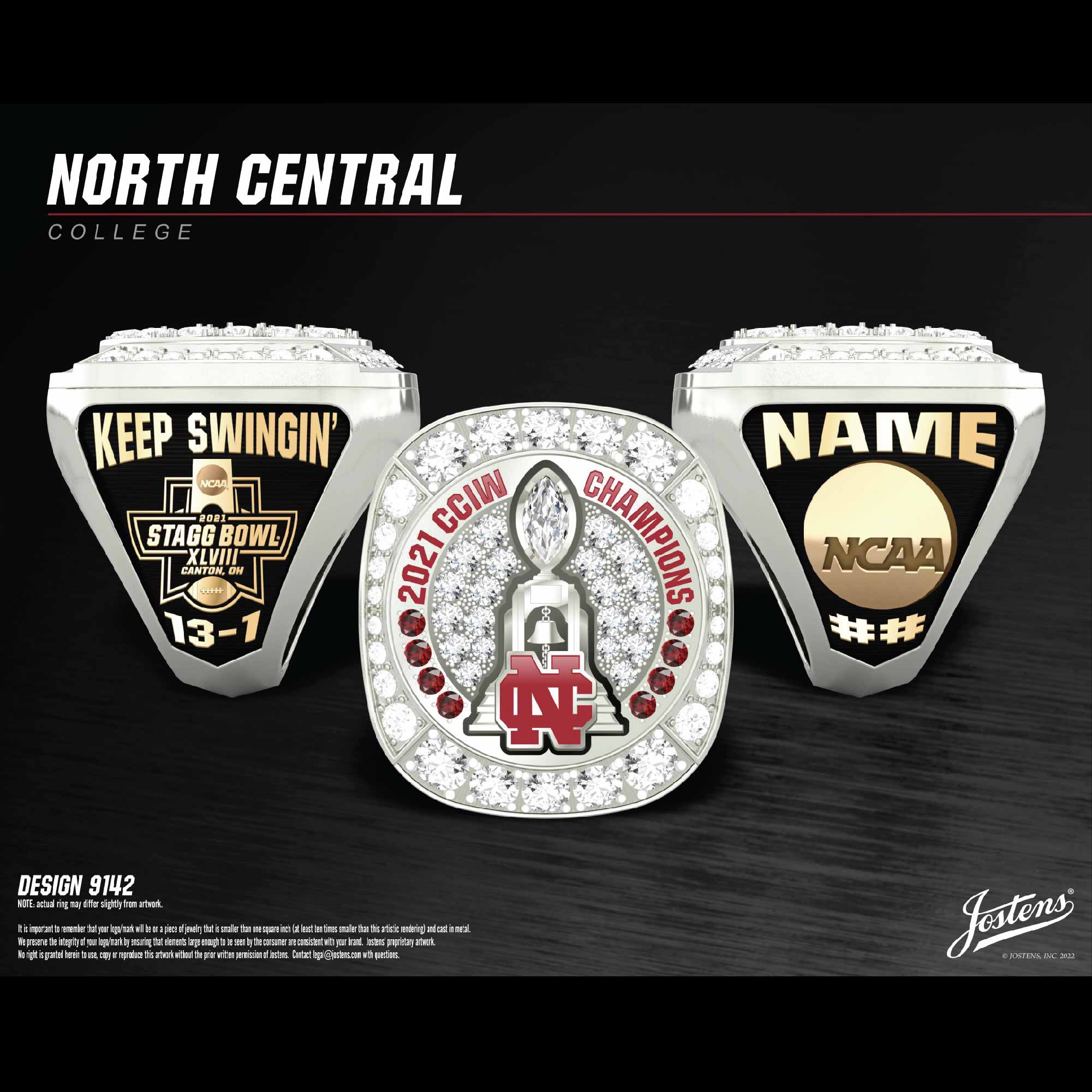 North Central College Men's Football 2021 CCIW Championship Ring