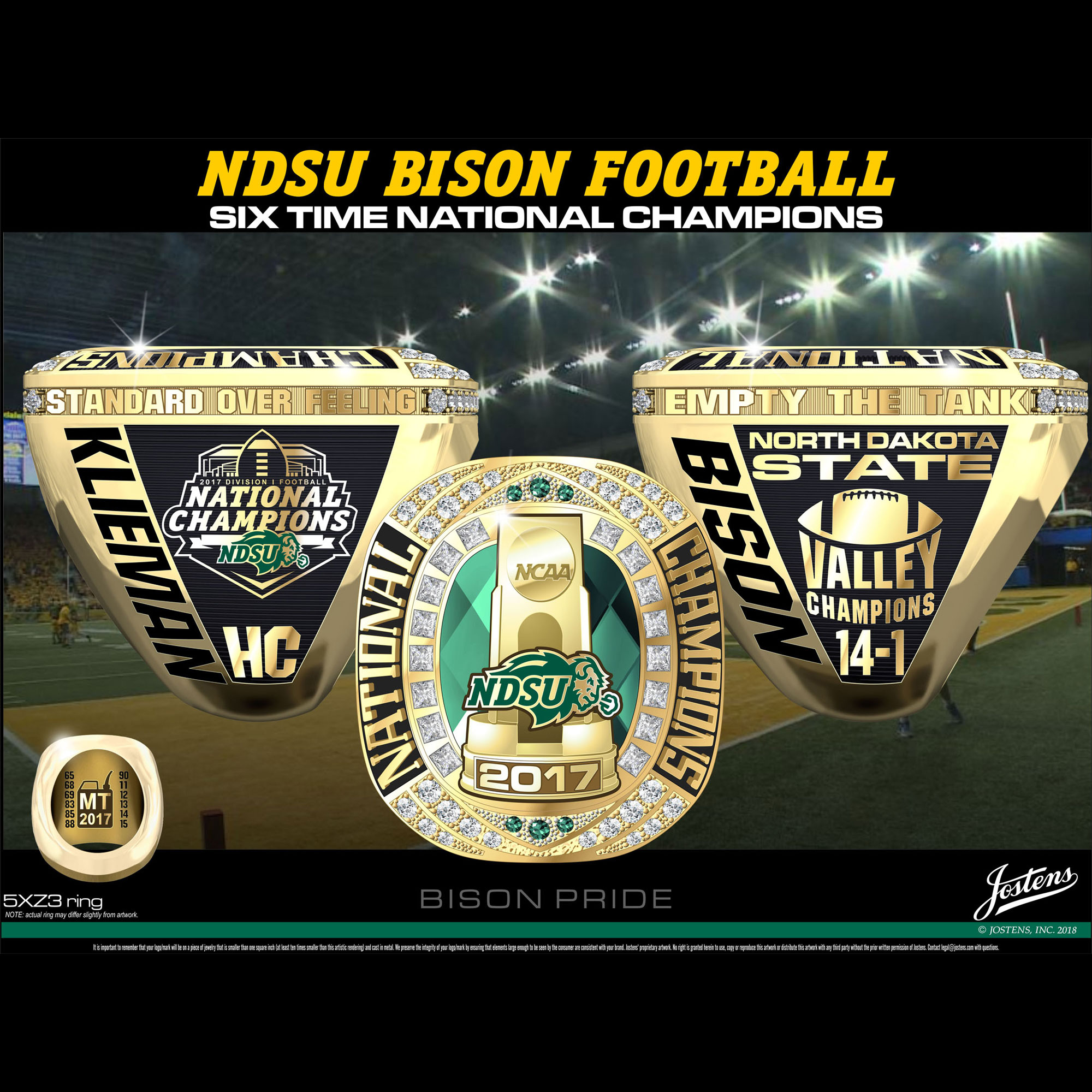 North Dakota State University Men's Football 2017 National Championship Ring