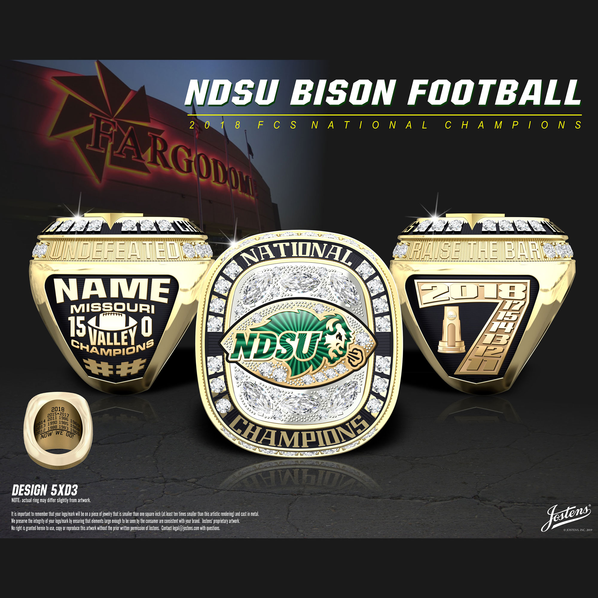 North Dakota State University Men's Football 2018 National Championship Ring