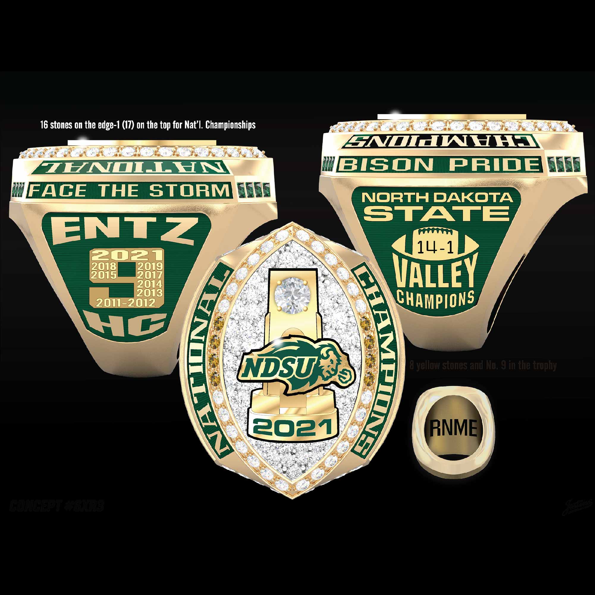 North Dakota State University Men's Football 2021 National Championship Ring
