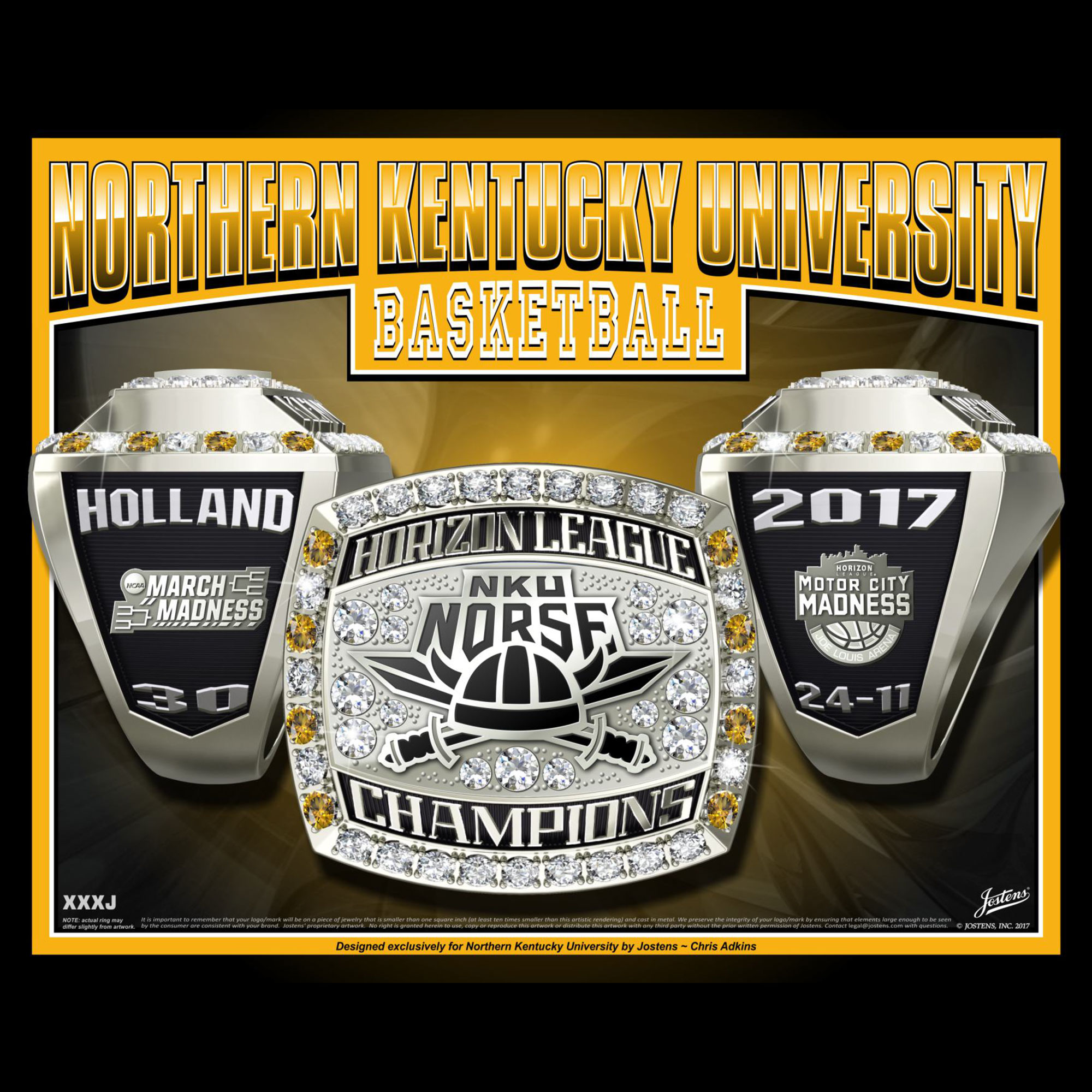 Northern Kentucky University Men's Basketball 2017 Horizon League Championship Ring