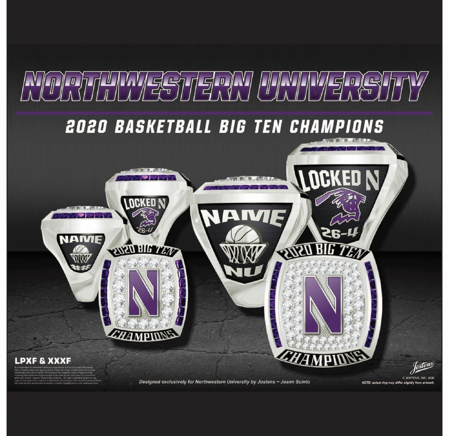 Northwestern University Men's Basketball 2020 Big Ten Championship Ring