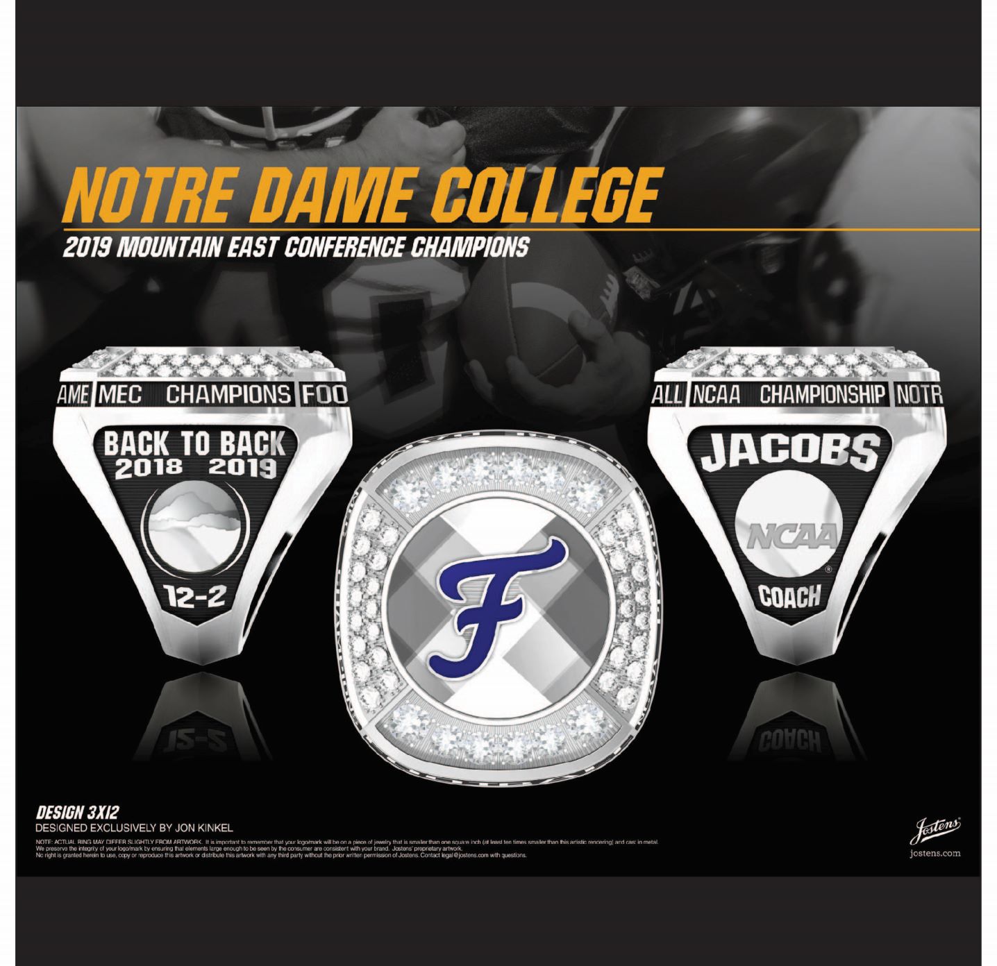 Notre Dame College Men's Football 2019 MEC Championship Ring