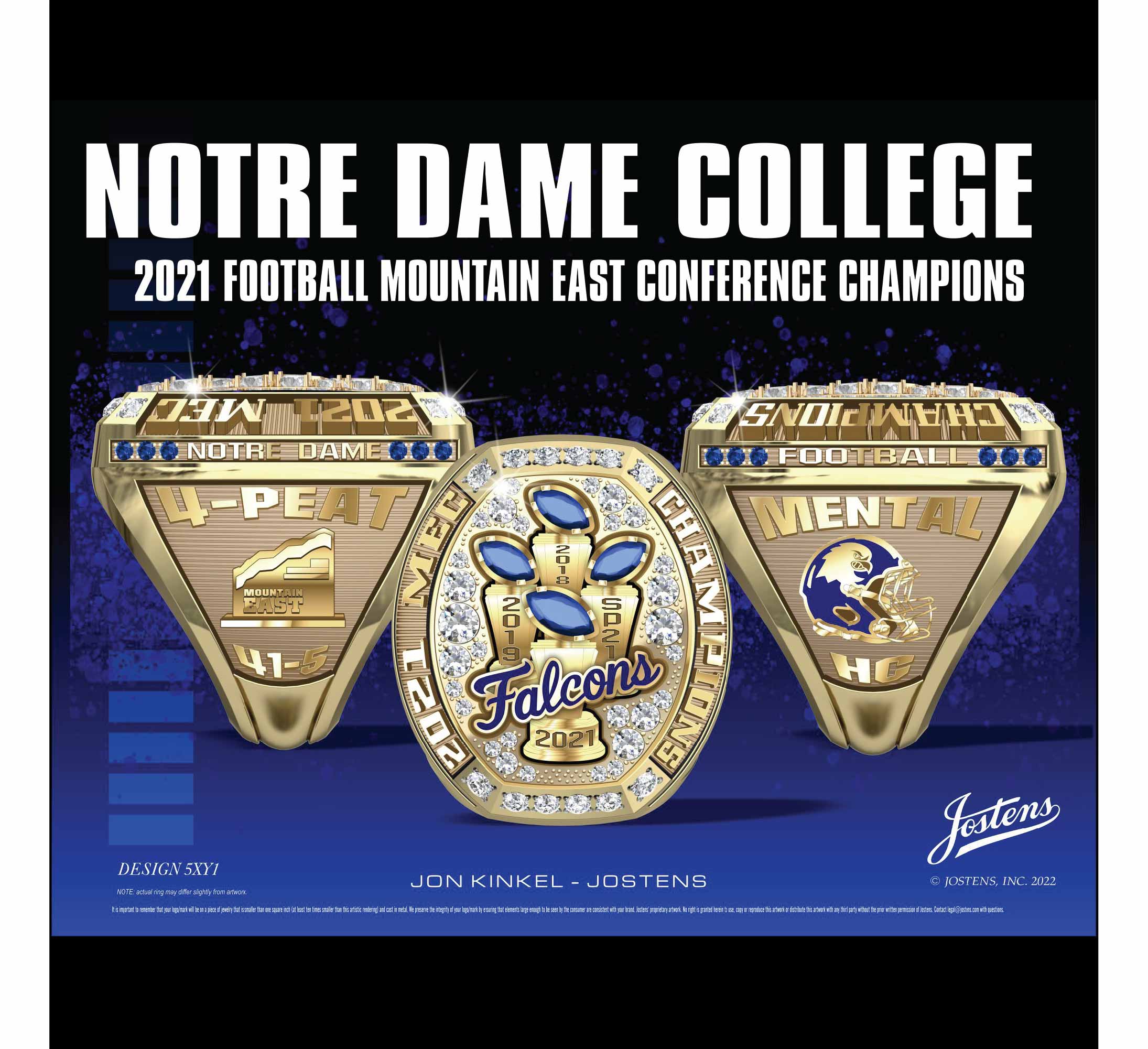 Notre Dame College Men's Football 2021 MEC Championship Ring