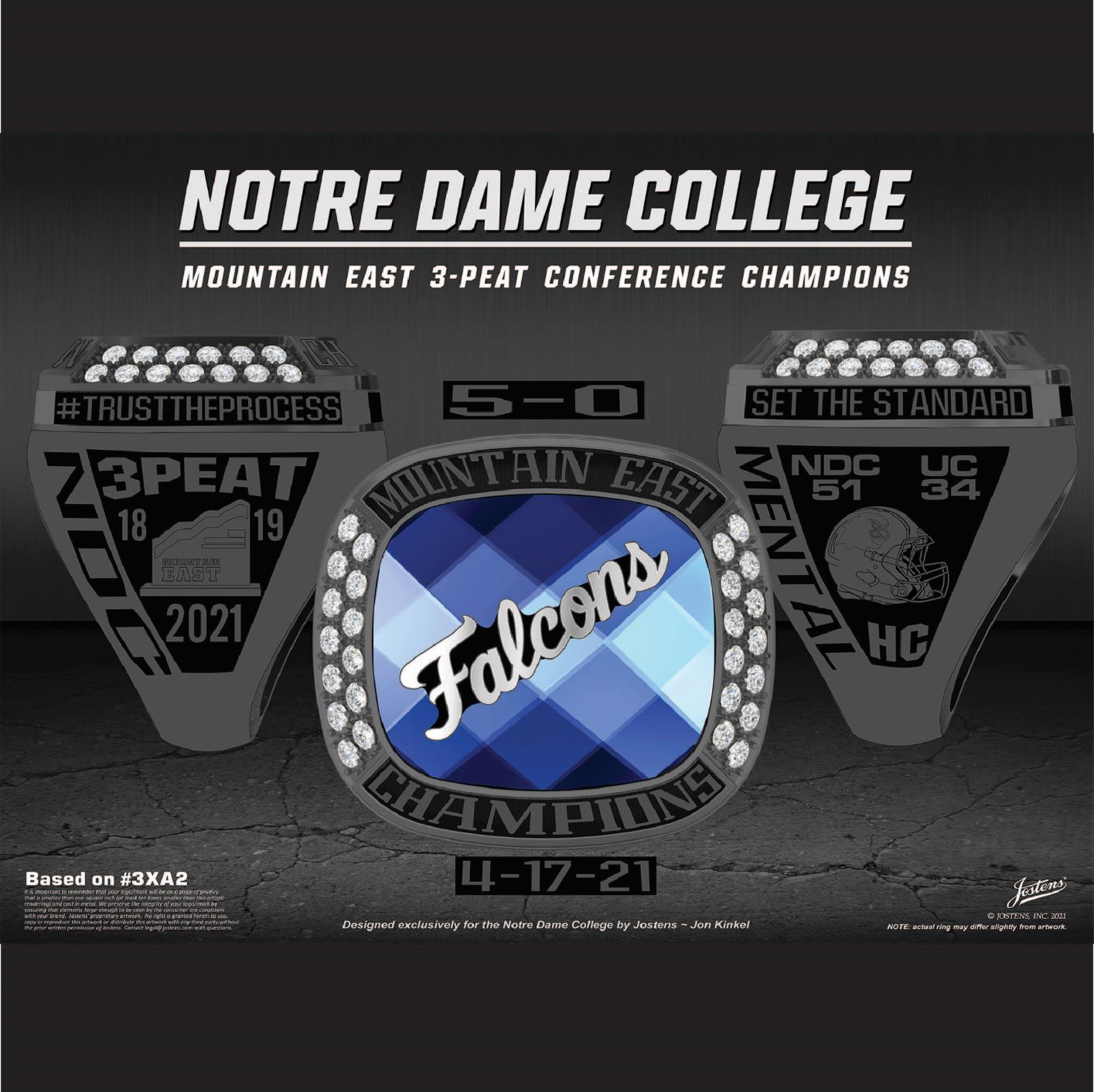 Notre Dame College Men's Football 2021 Mountain East Championship Ring