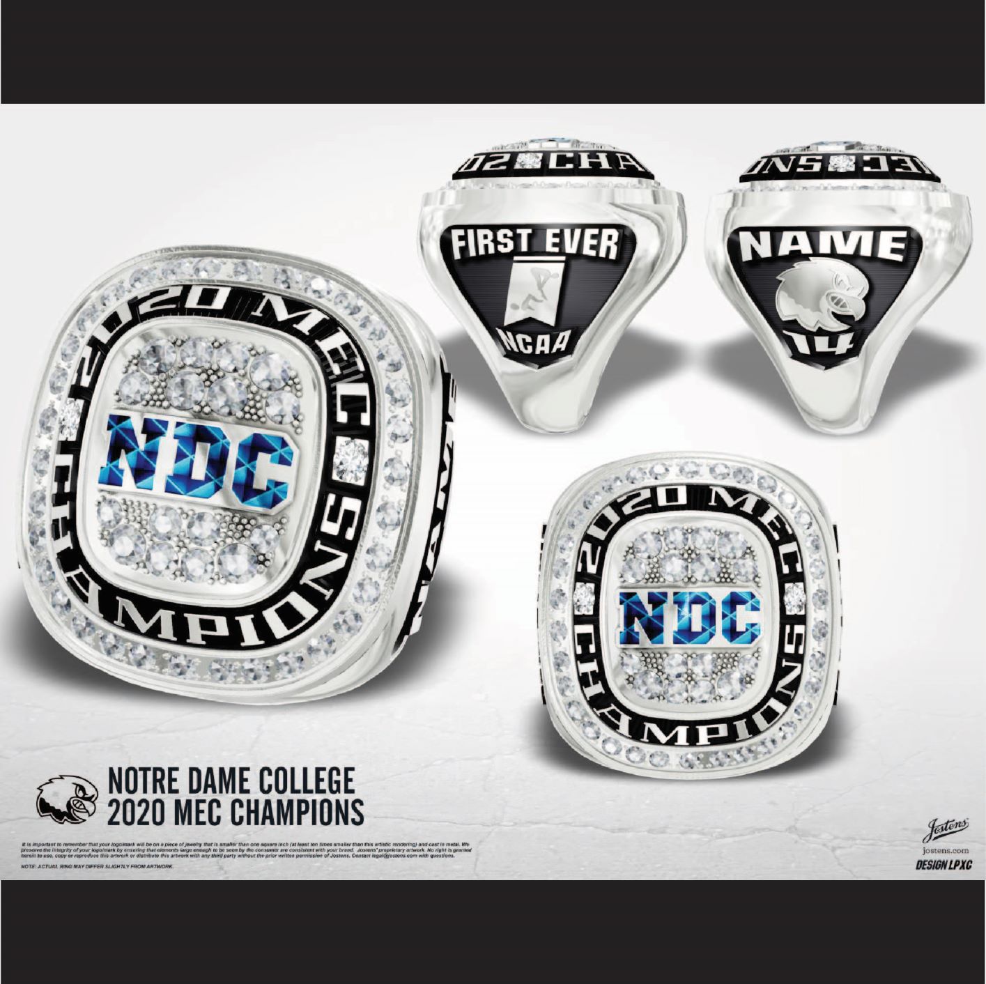 Notre Dame College Men's Swimming & Diving 2020 MEC Championship Ring