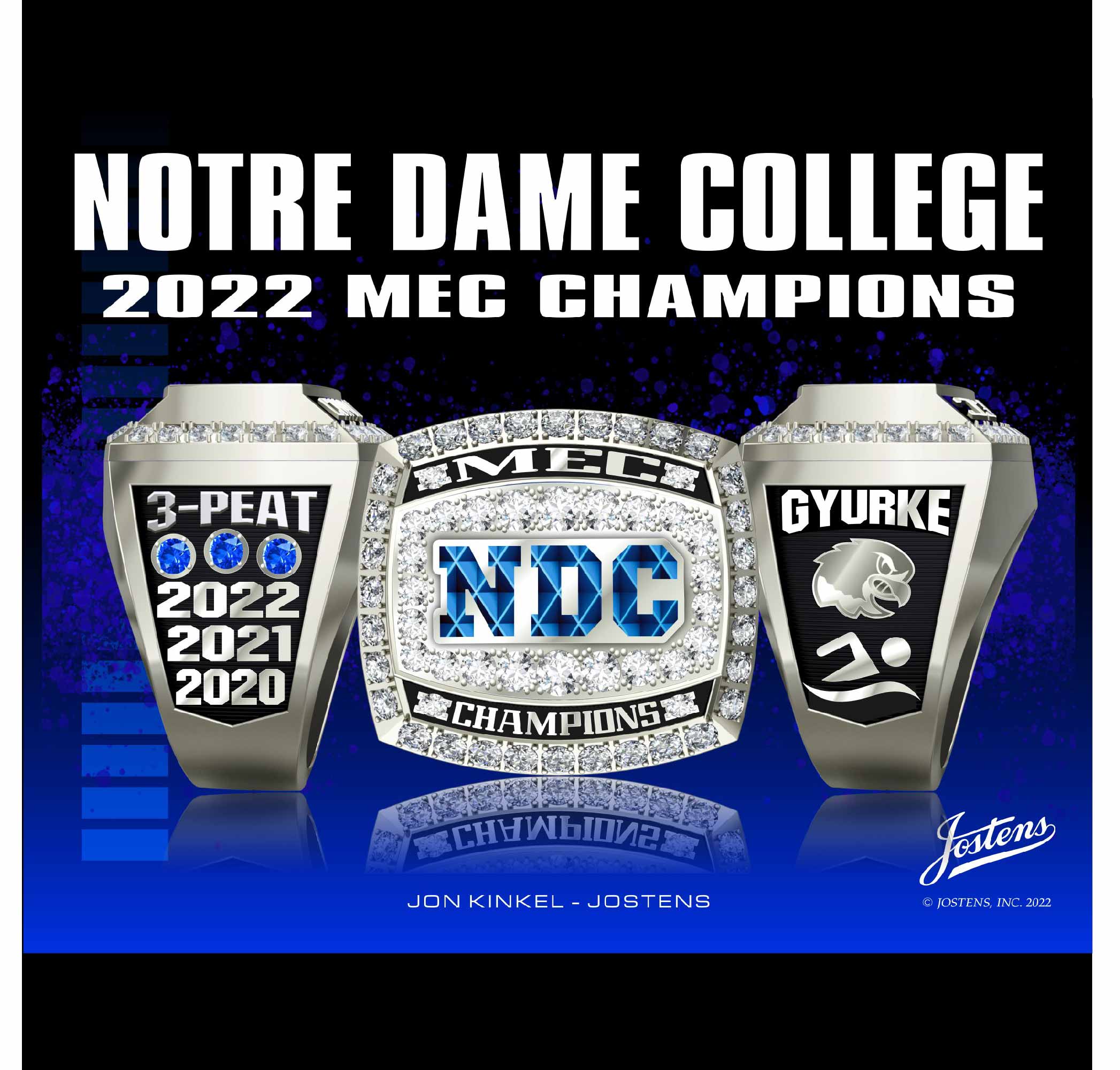 Notre Dame College Men's Swimming & Diving 2022 MEC Championship Ring