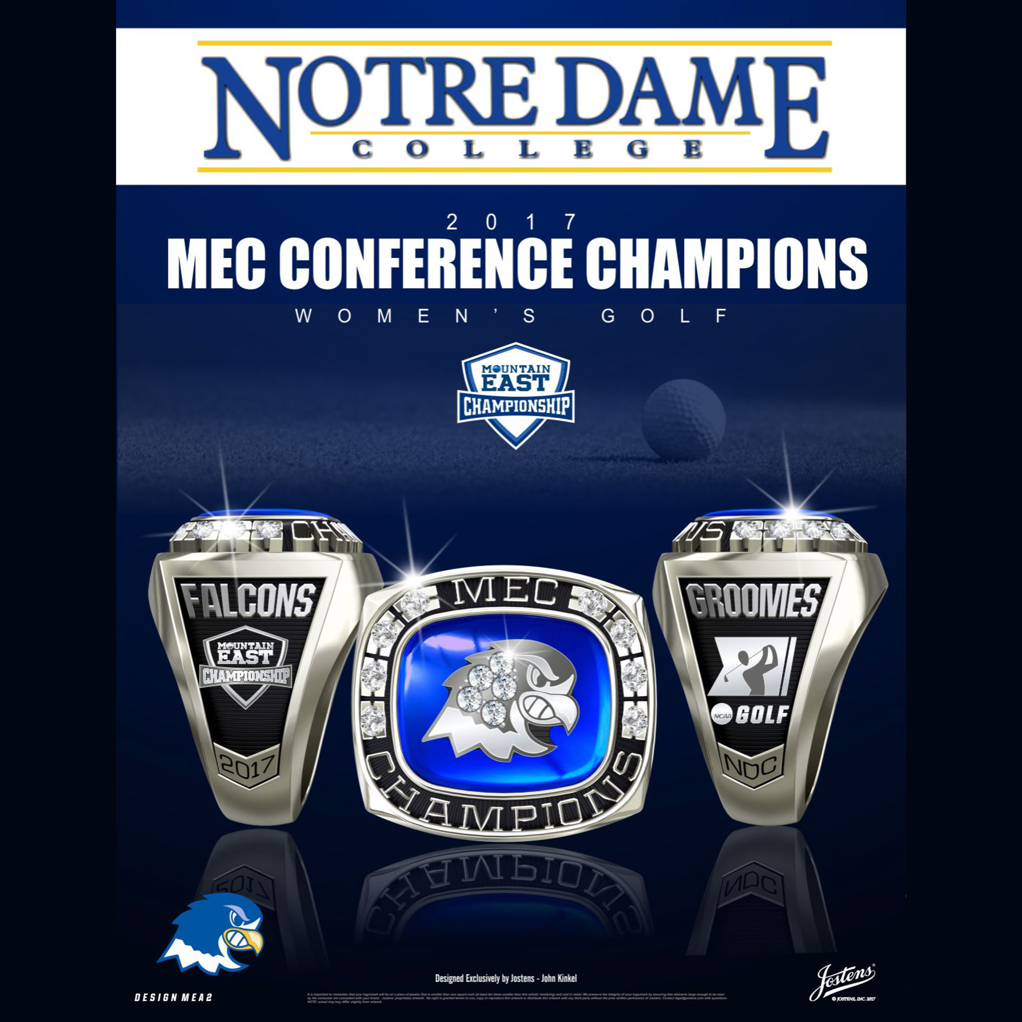 Notre Dame College Women's Golf 2017 Mountain East Championship Ring