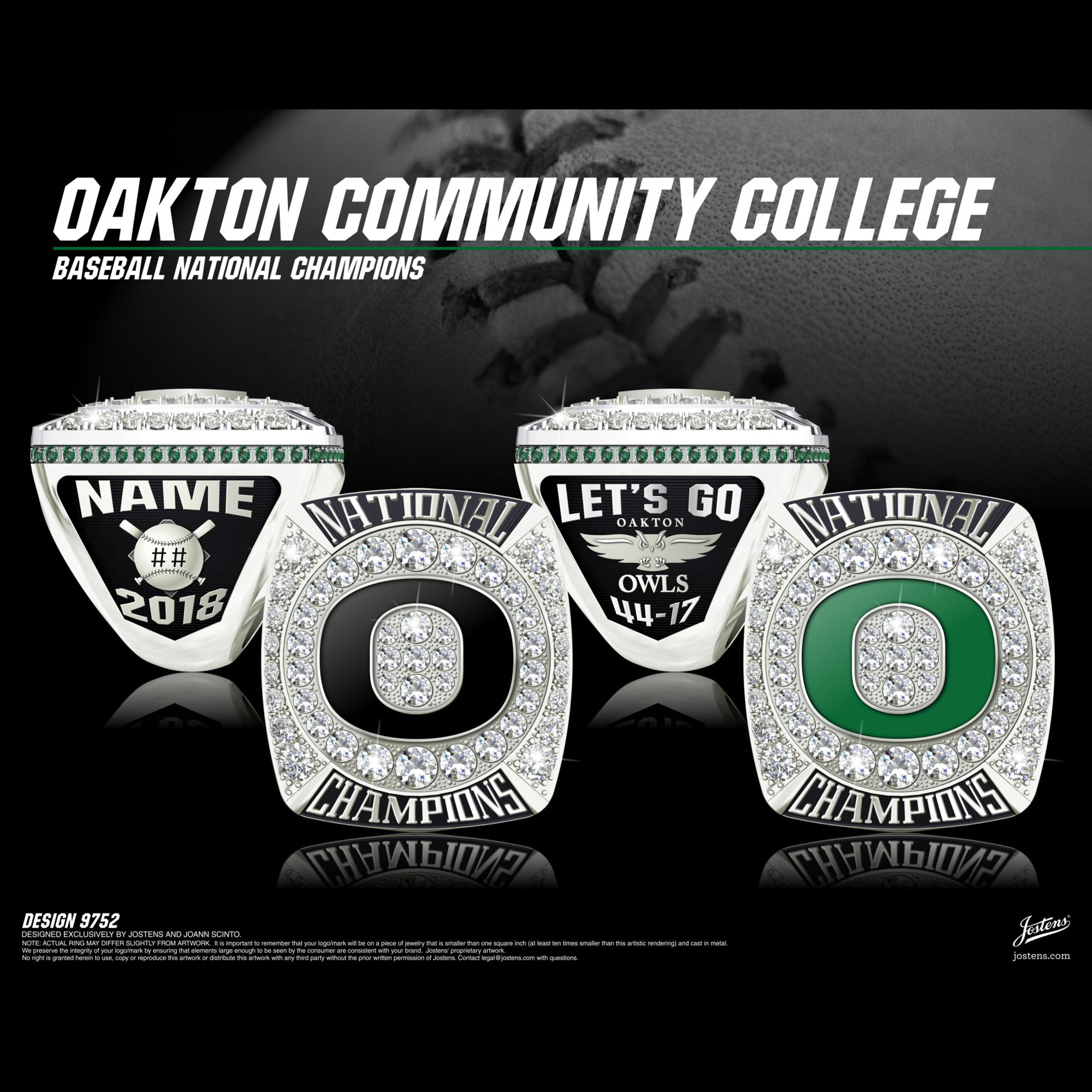 Oakton Community College Men's Baseball 2018 National Championship Ring
