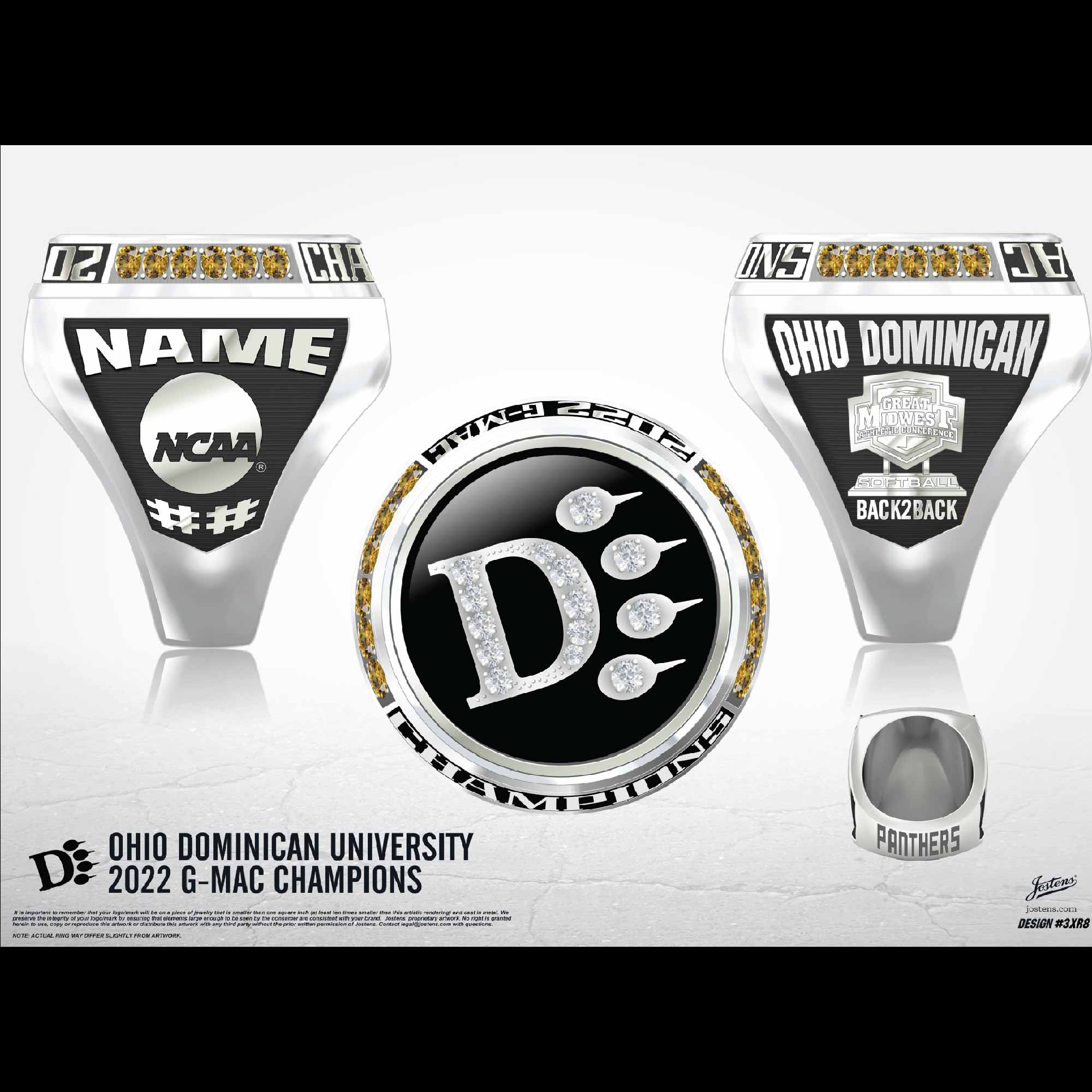 Ohio Dominican University Softball 2022 Great Midwest Championship Ring