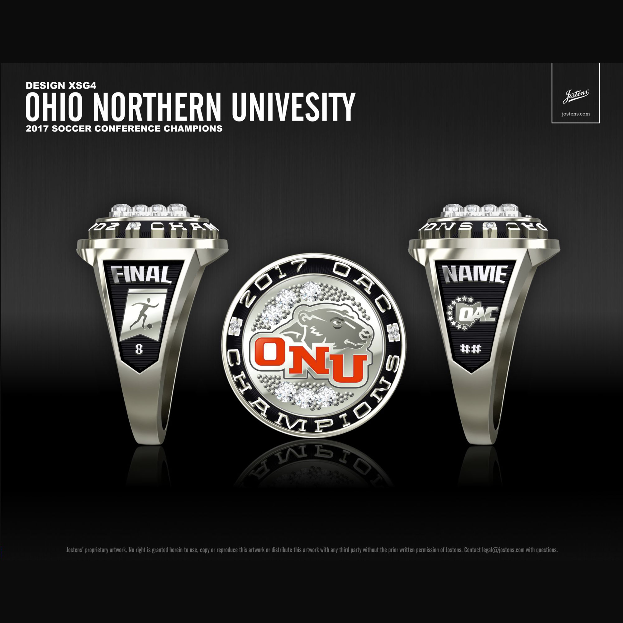 Ohio Northern University Women's Soccer 2017 OAC Championship Ring