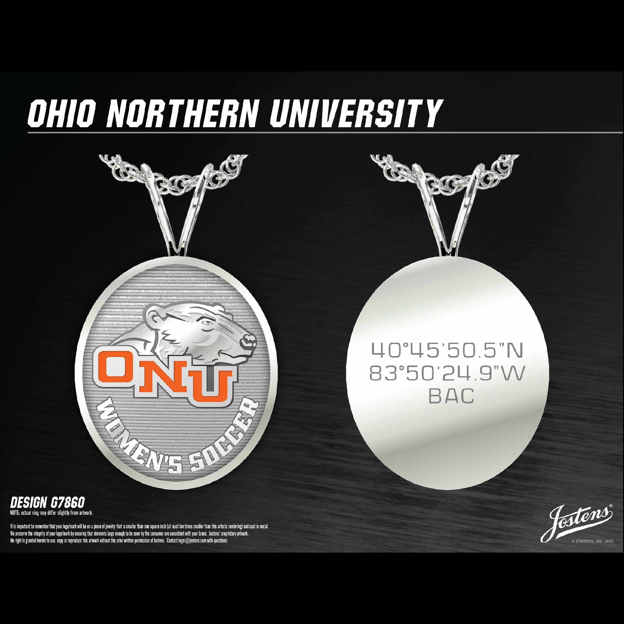 Ohio Northern University Women's Soccer Championship Pendant