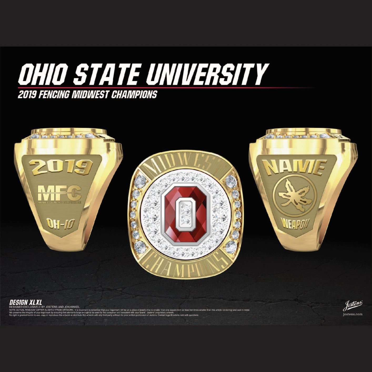 Ohio State University Coed Fencing 2019 Midwest Championship Ring