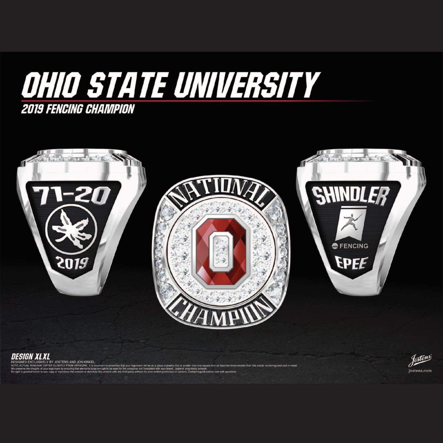 Ohio State University Coed Fencing 2019 National Championship Ring