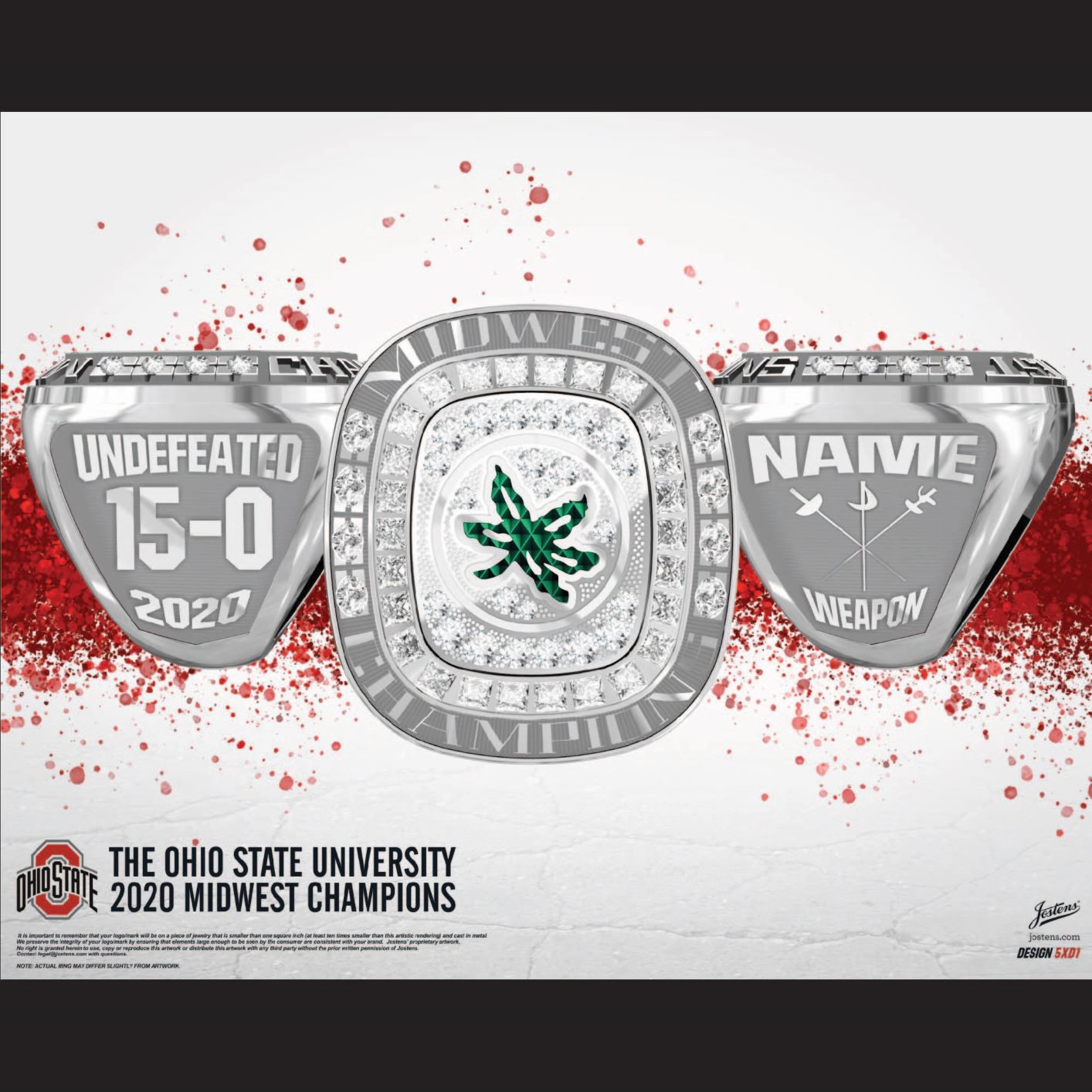 Ohio State University Coed Fencing 2020 Midwest Championship Ring