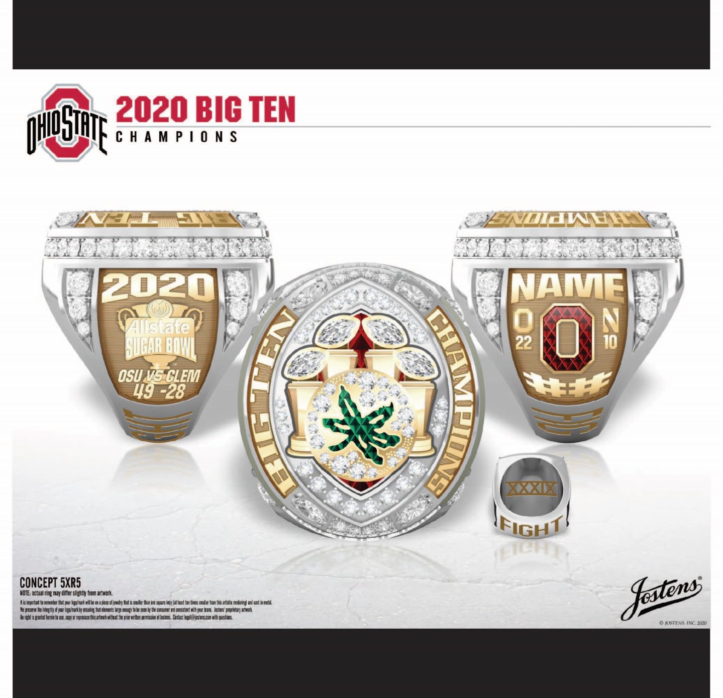 Ohio State University Men's Football 2020 Big Ten Championship Ring