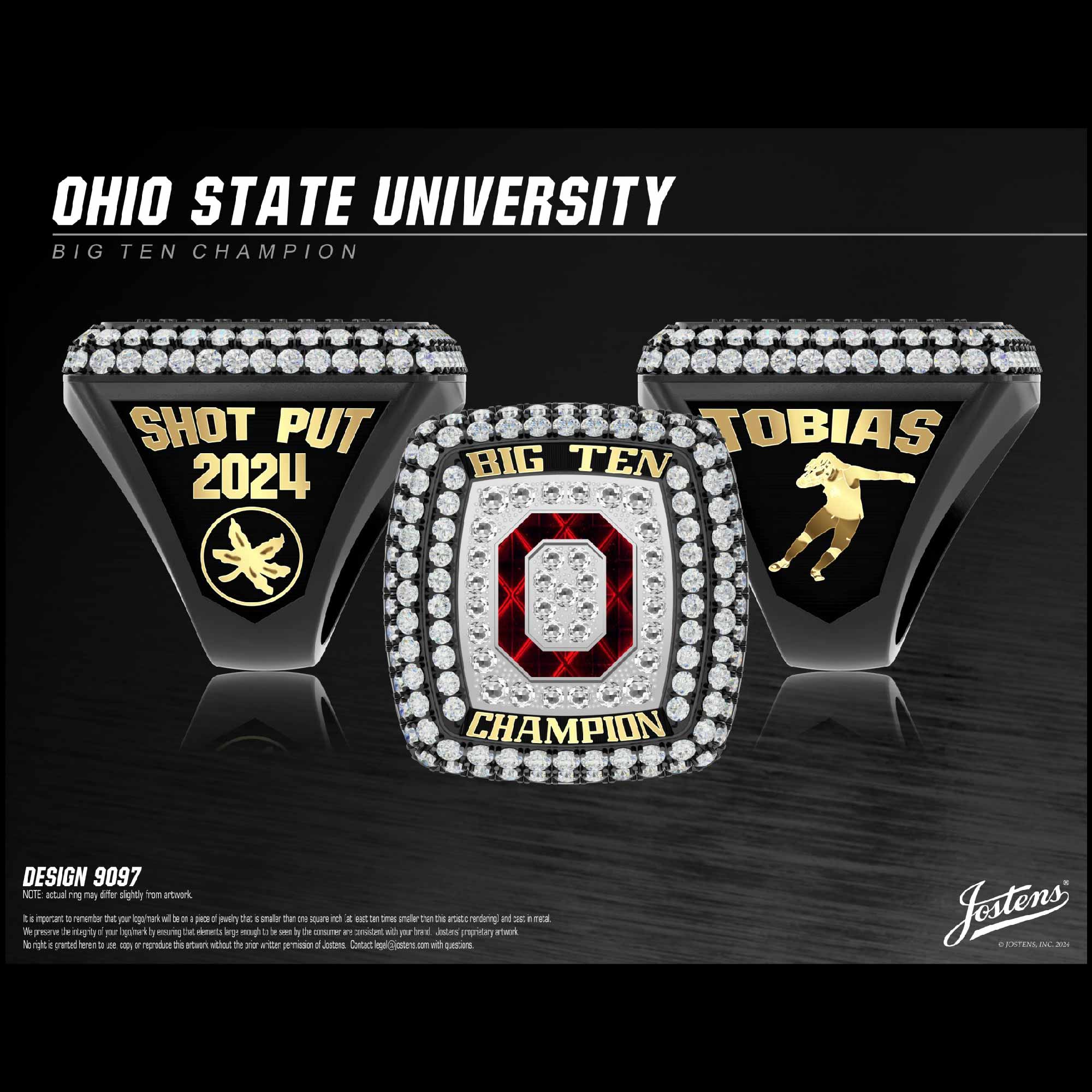 Ohio State University Men's Indoor Track & Field 2024 Big Ten Shot Put Championship Ring