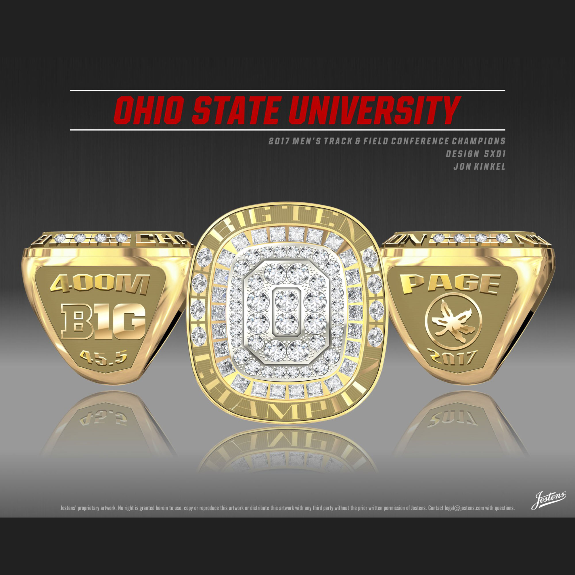 Ohio State University Men's Track & Field 2017 Big Ten Championship Ring