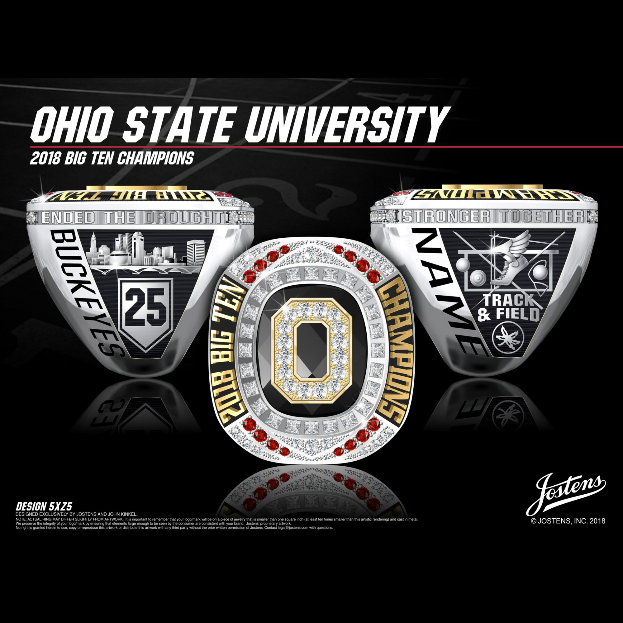 Ohio State University Men's Track & Field 2018 Big Ten Championship Ring