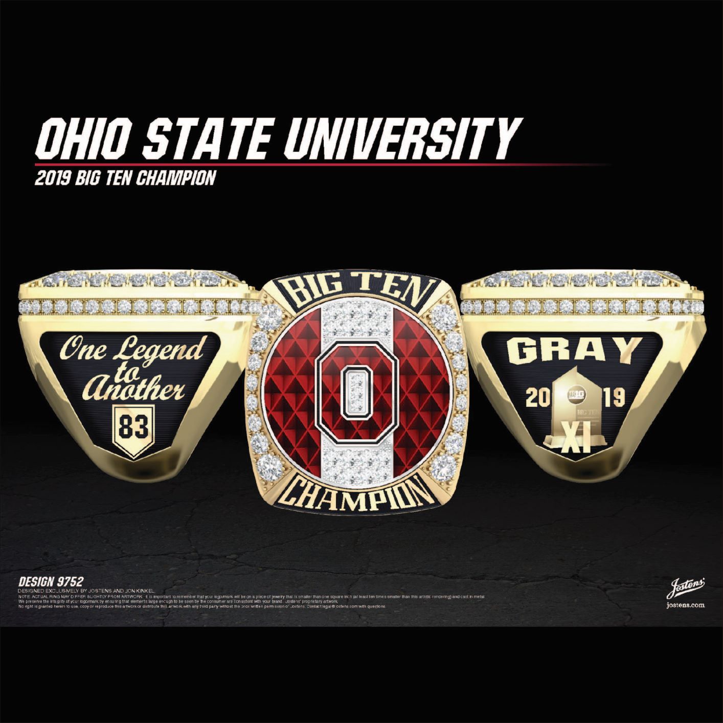 Ohio State University Men's Track & Field 2019 Big Ten Championship Ring