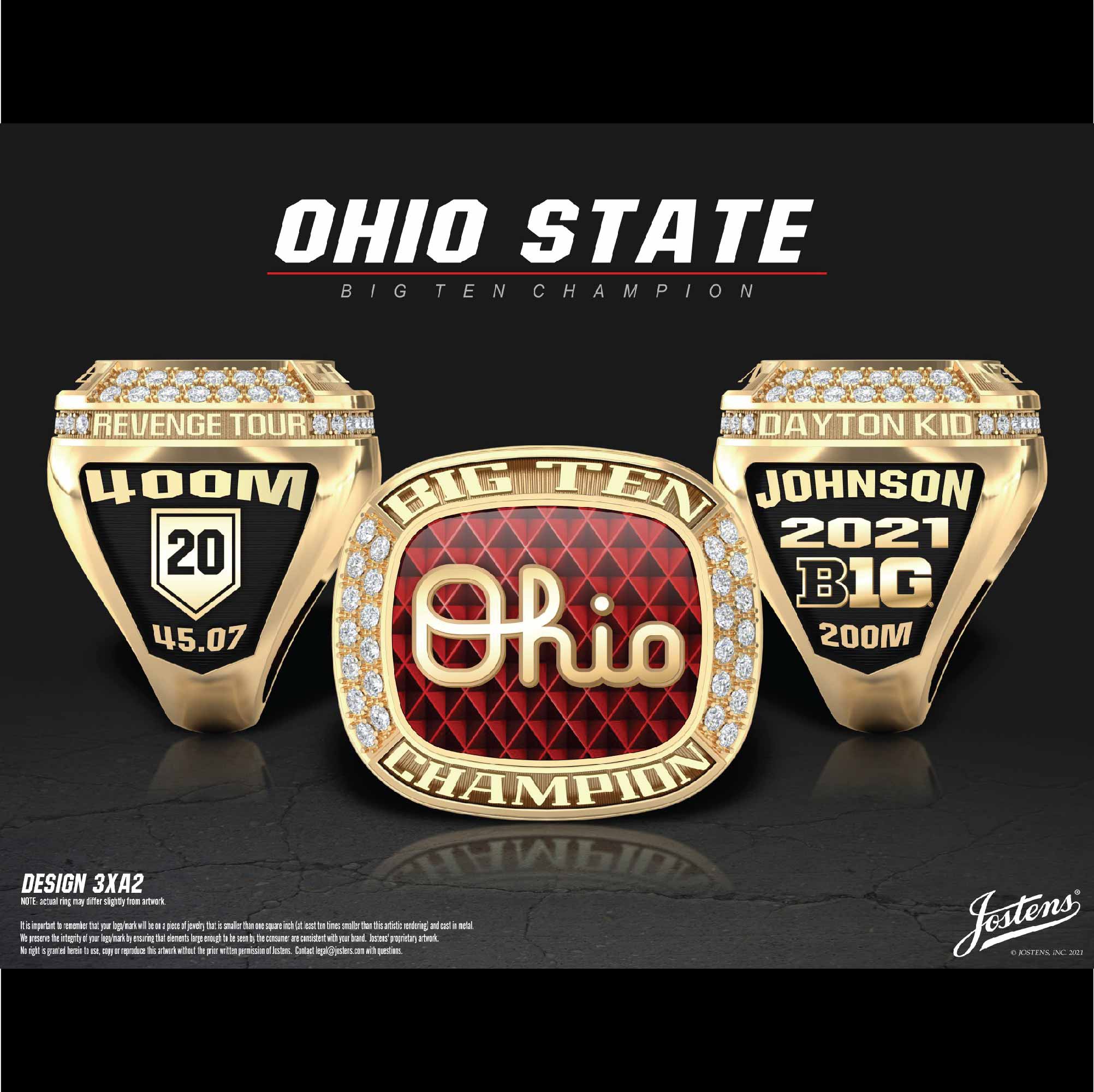 Ohio State University Men's Track & Field 2021 Big Ten Championship Ring