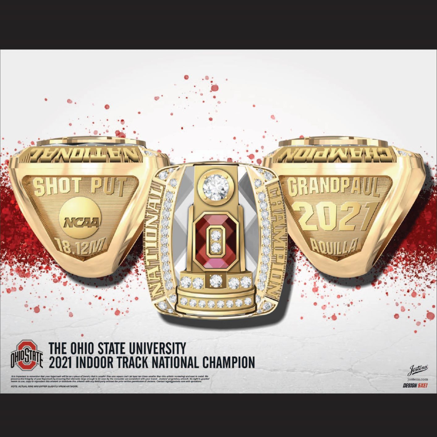 Ohio State University Men's Track & Field 2021 National Championship Ring