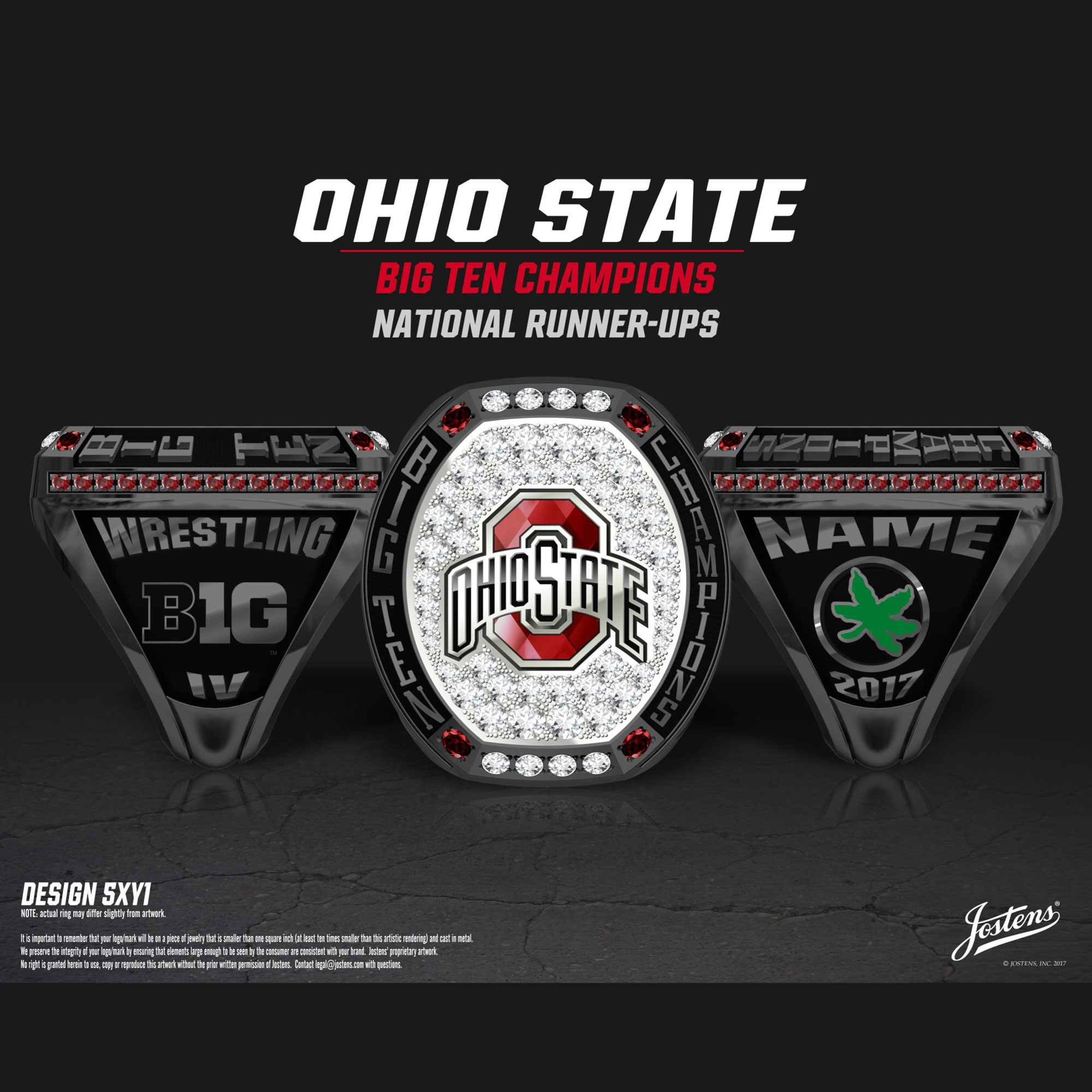 Ohio State University Men's Wrestling 2017 Big Ten Championship Ring