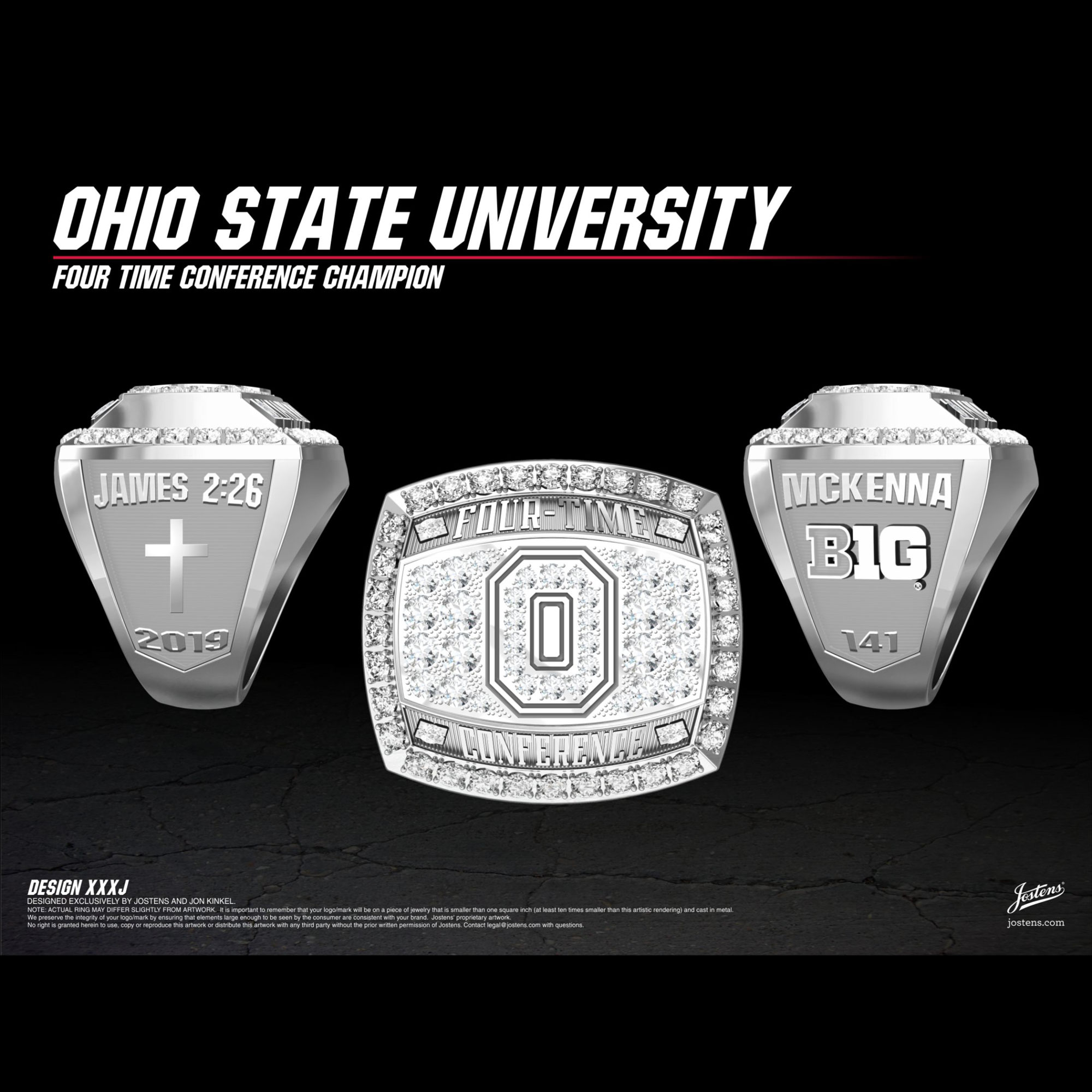 Ohio State University Men's Wrestling 2019 Big Ten Championship Ring