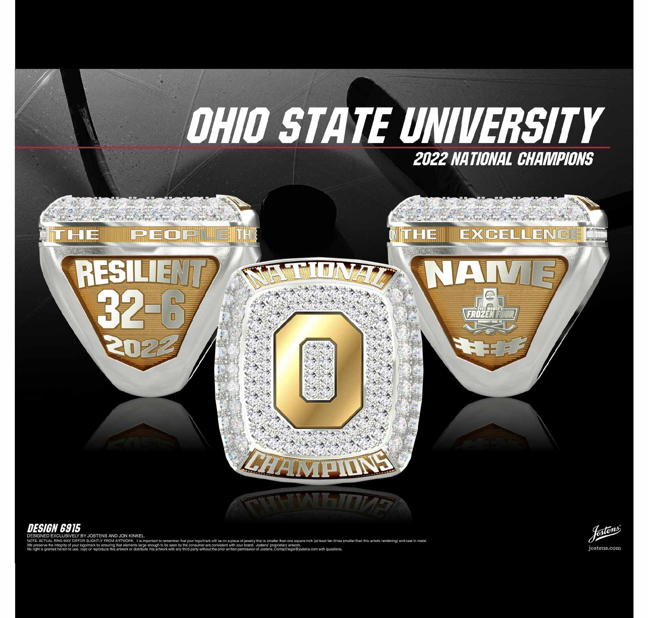 Ohio State University Women's Hockey 2022 National Championship Ring