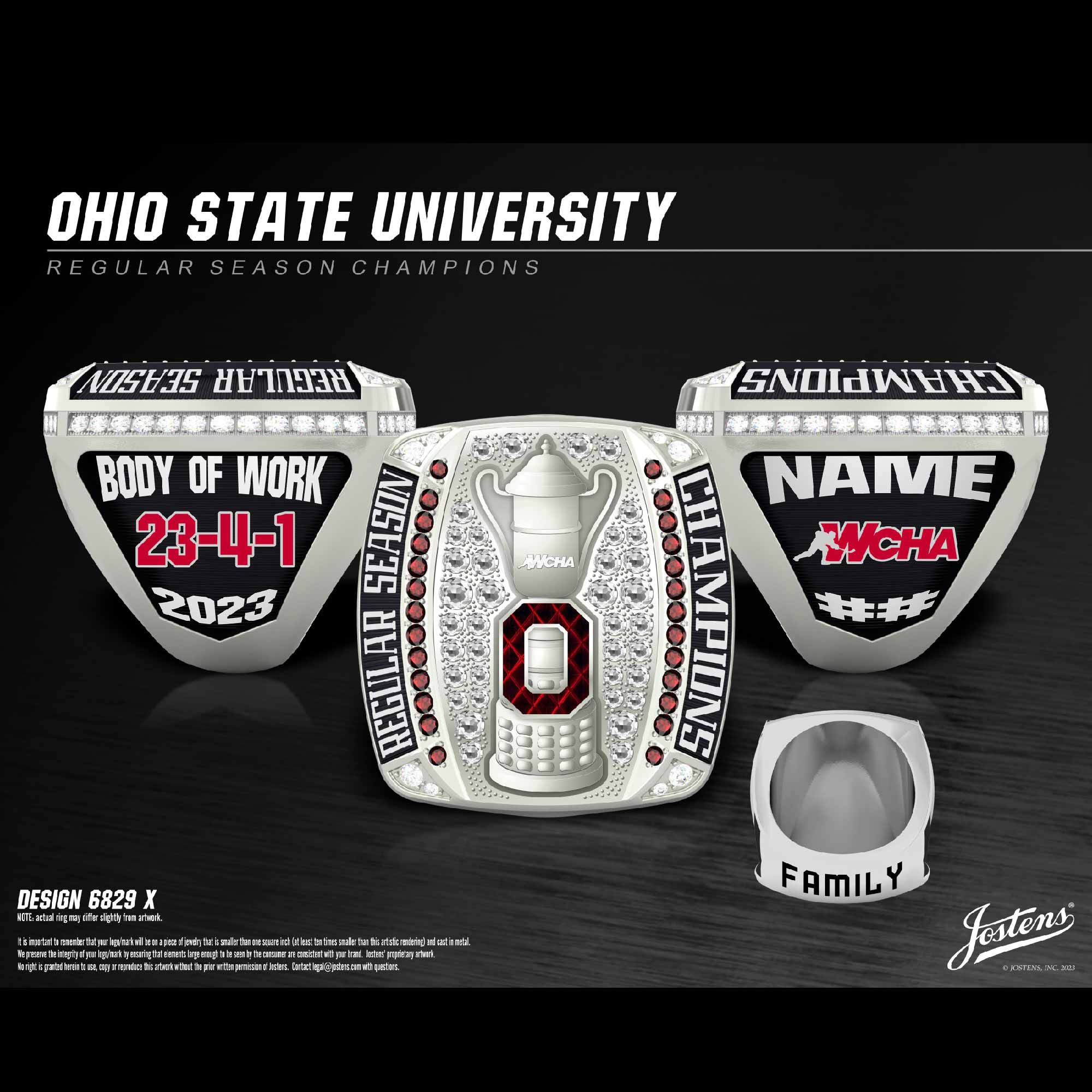 Ohio State University Women's Ice Hockey 2023 WCHA Regular Season Championship Ring
