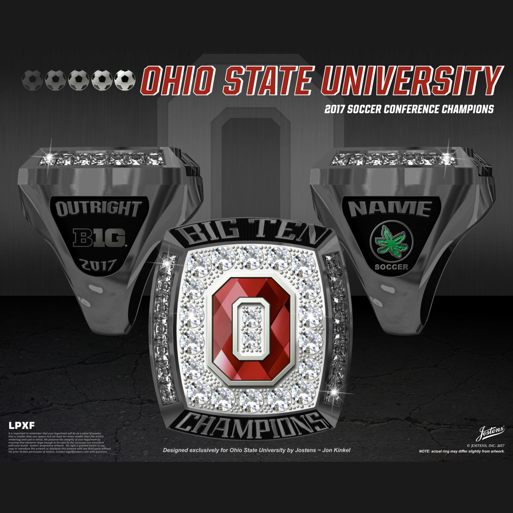 Ohio State University Women's Soccer 2017 Big Ten Championship Ring