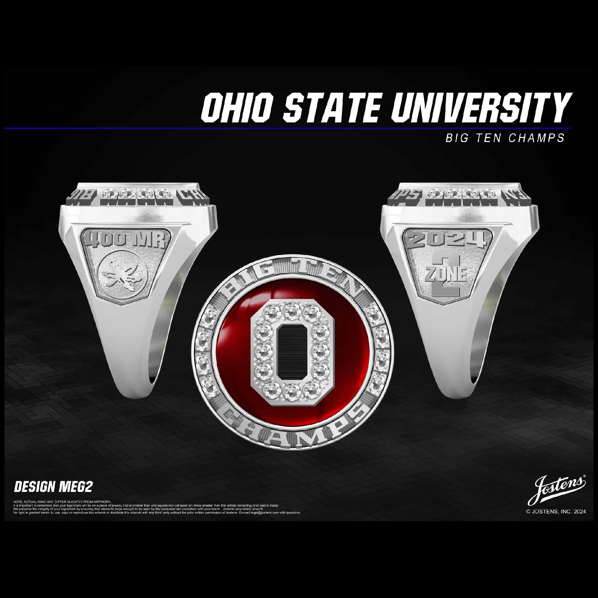 Ohio State University Women's Swimming & Diving 2024 Big Ten 400 Meter Championship Ring