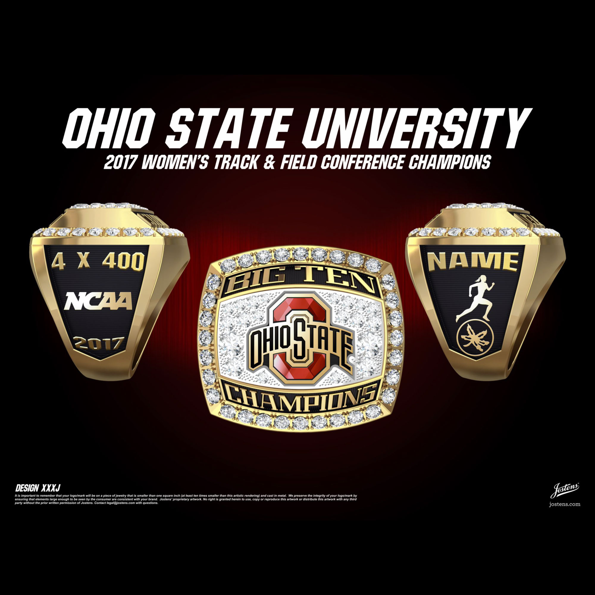 Ohio State University Women's Track & Field 2017 Big Ten Championship Ring