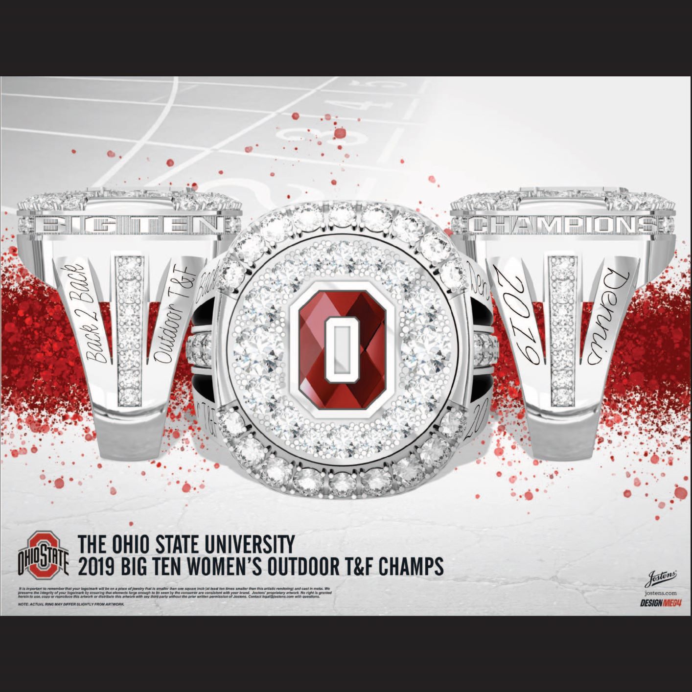 Ohio State University Women's Track & Field 2019 Big Ten Championship Ring